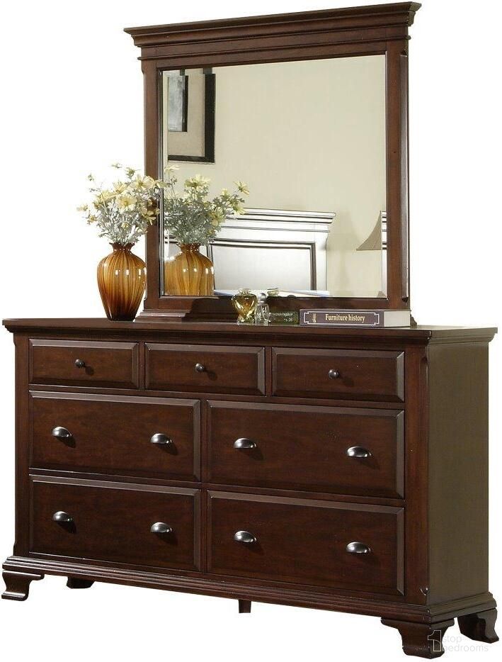 The appearance of Brinley Cherry Dresser With Mirror designed by Picket House in the transitional interior design. This brown piece of furniture was selected by 1StopBedrooms from Brinley Collection to add a touch of cosiness and style into your home. Sku: CN600DR;CN600MR. Material: Pine.