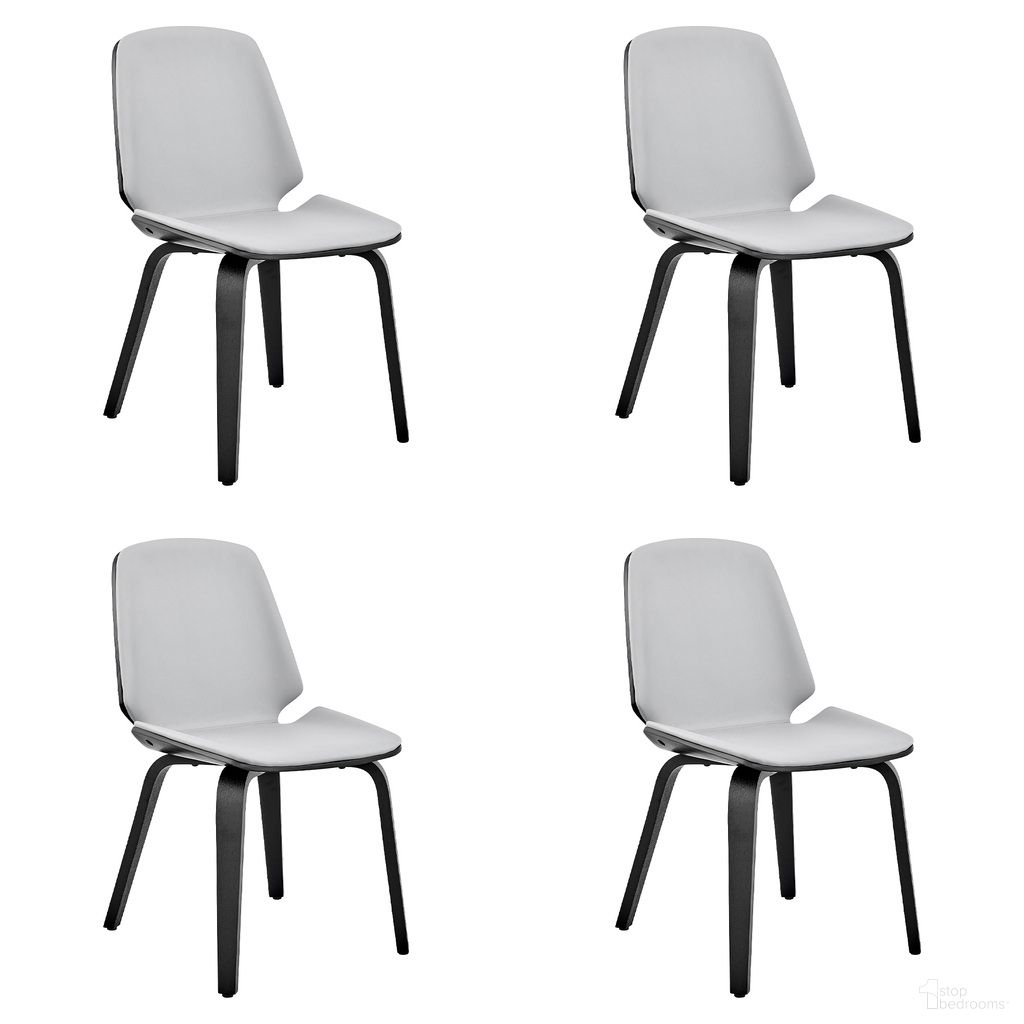 The appearance of Brinley Dining Room Accent Chair Set of 4 In Gray and Black designed by Armen Living in the modern / contemporary interior design. This gray and black piece of furniture was selected by 1StopBedrooms from Brinley Collection to add a touch of cosiness and style into your home. Sku: LCBNSIBLGR;LCBNSIBLGR;LCBNSIBLGR;LCBNSIBLGR. Material: Faux Leather. Chair Type: Side Chair.