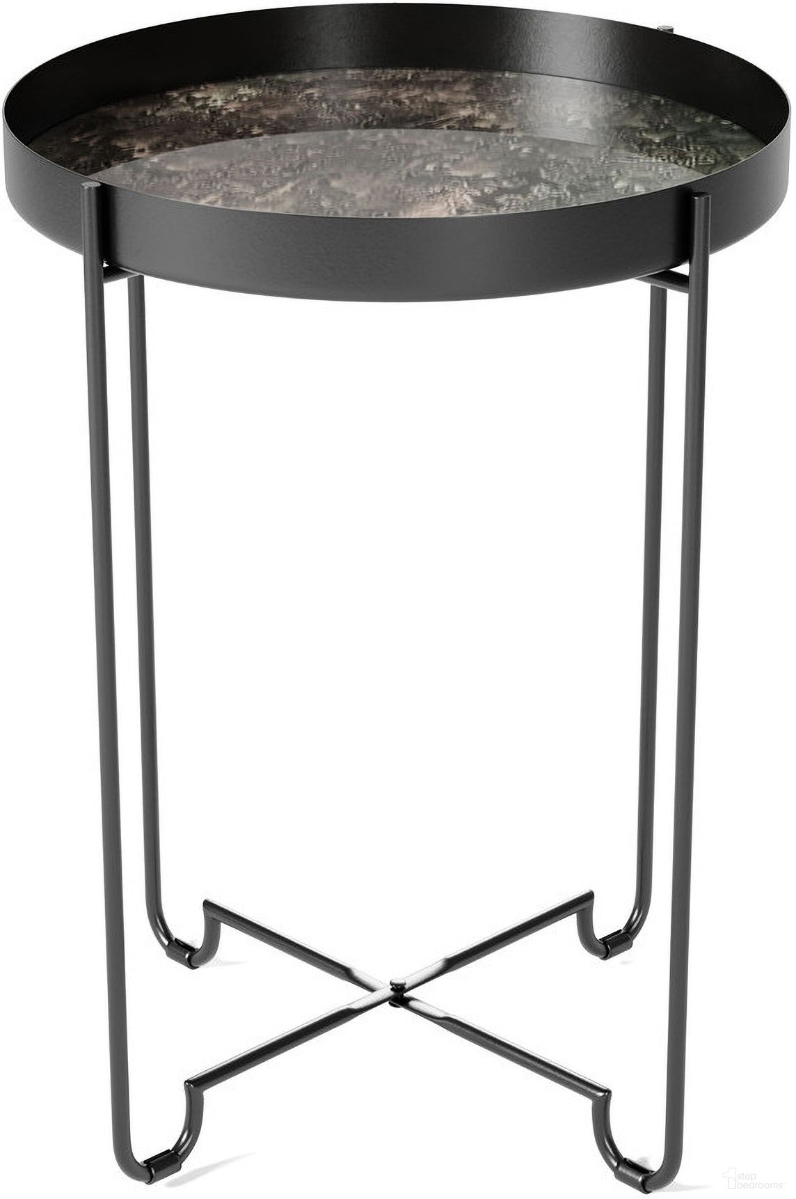 The appearance of Brinley Metal Side Table In Black designed by Gild Design House in the transitional interior design. This black piece of furniture  was selected by 1StopBedrooms from Brinley Collection to add a touch of cosiness and style into your home. Sku: 0F-00ICI. Material: Iron.