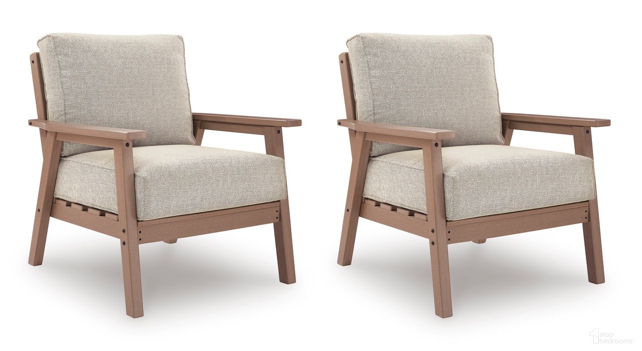 Brinnalli Outdoor Lounge Chair with Cushion Set of 2 In Driftwood