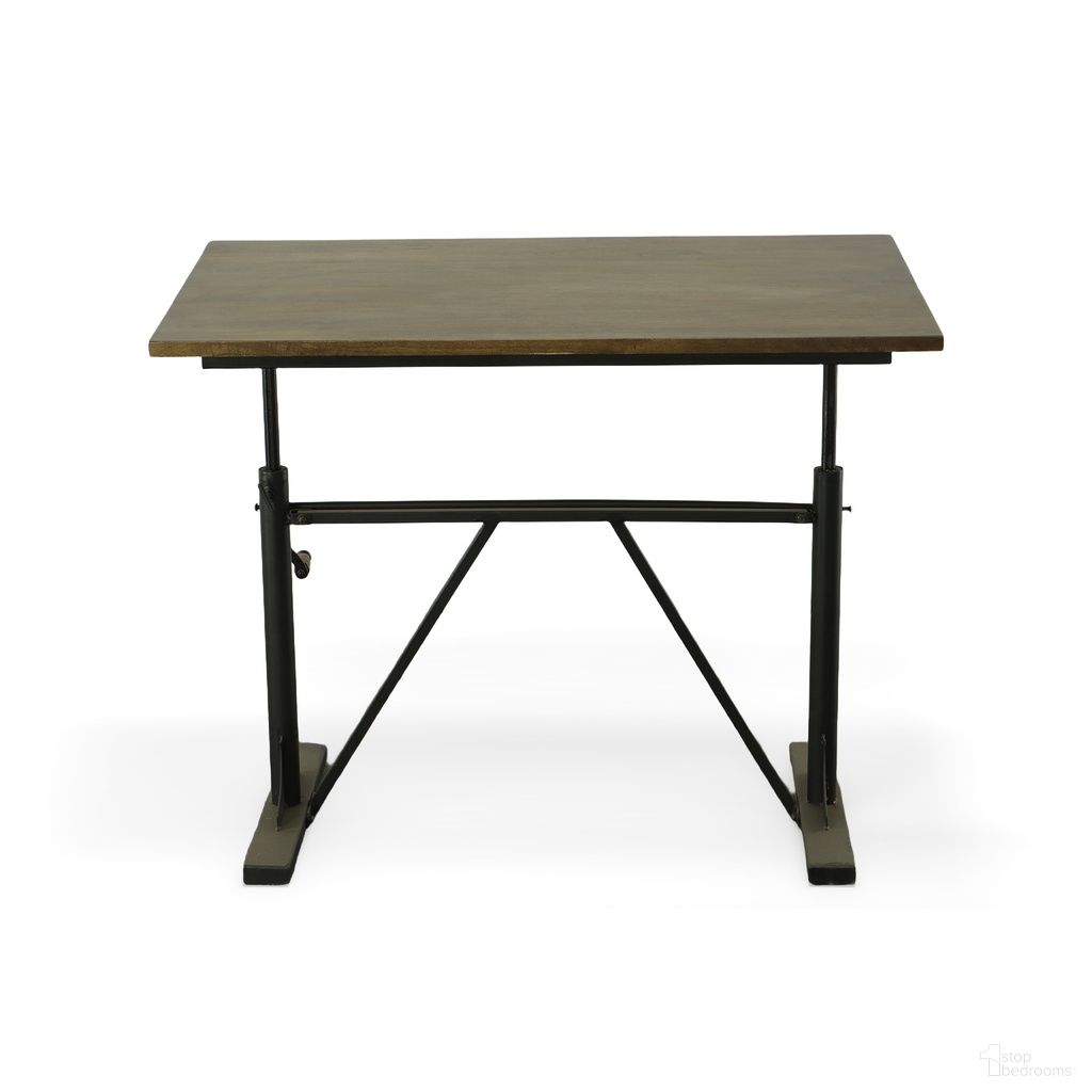 The appearance of Brio Sit or Standing Adjustable Desk In Elm Top and Black Base designed by Carolina Living in the modern / contemporary interior design. This elm and black piece of furniture was selected by 1StopBedrooms from Brio Collection to add a touch of cosiness and style into your home. Sku: SD3048ELMTBK. Material: Mango Wood.