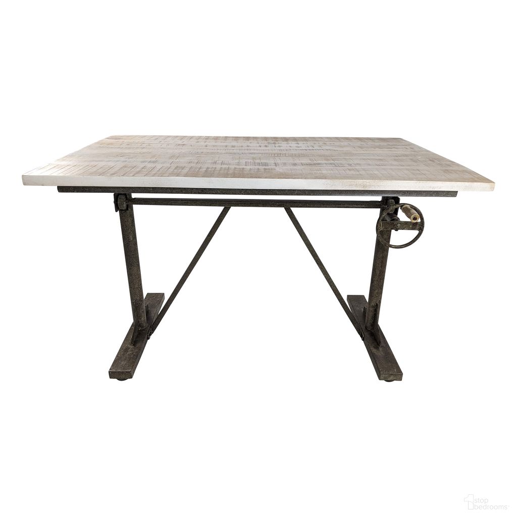 Brio Sit or Standing Adjustable Desk In Natural Driftwood Top and Aged Iron Base