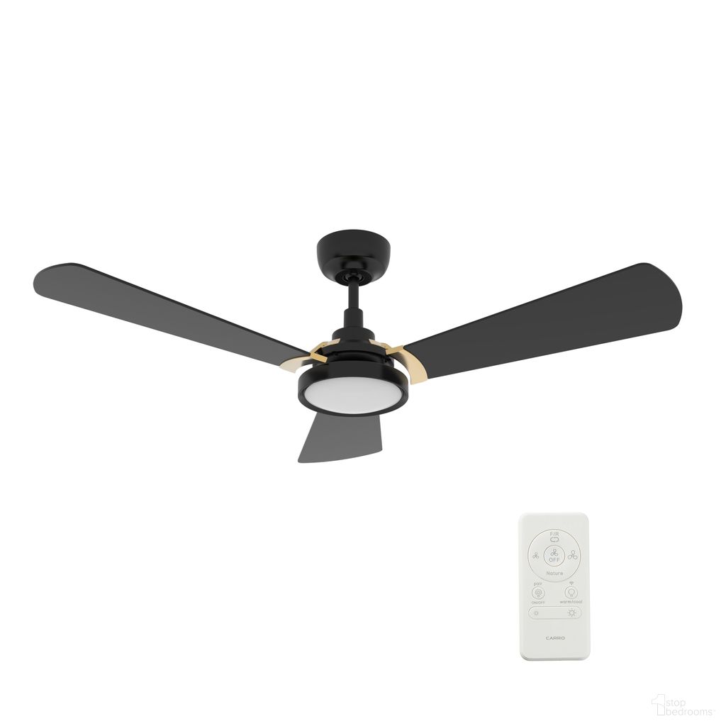 Brisa 52 Inch 3-Blade Flush Mount Smart Ceiling Fan with LED Light and Remote In Black and Gold