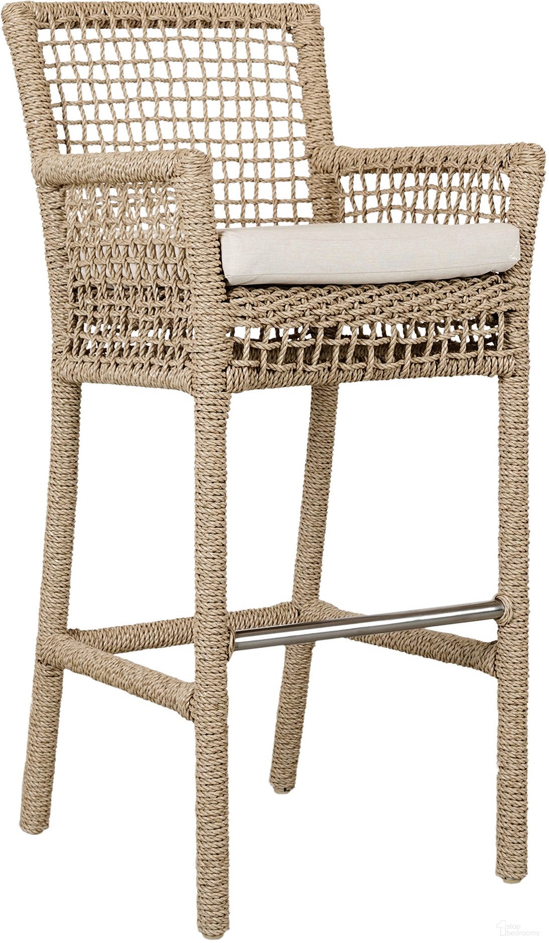 The appearance of Brisbane Barstool In Natural designed by Classic Home in the transitional interior design. This natural piece of furniture was selected by 1StopBedrooms from Brisbane Collection to add a touch of cosiness and style into your home. Sku: 53051444. Material: Olefin.