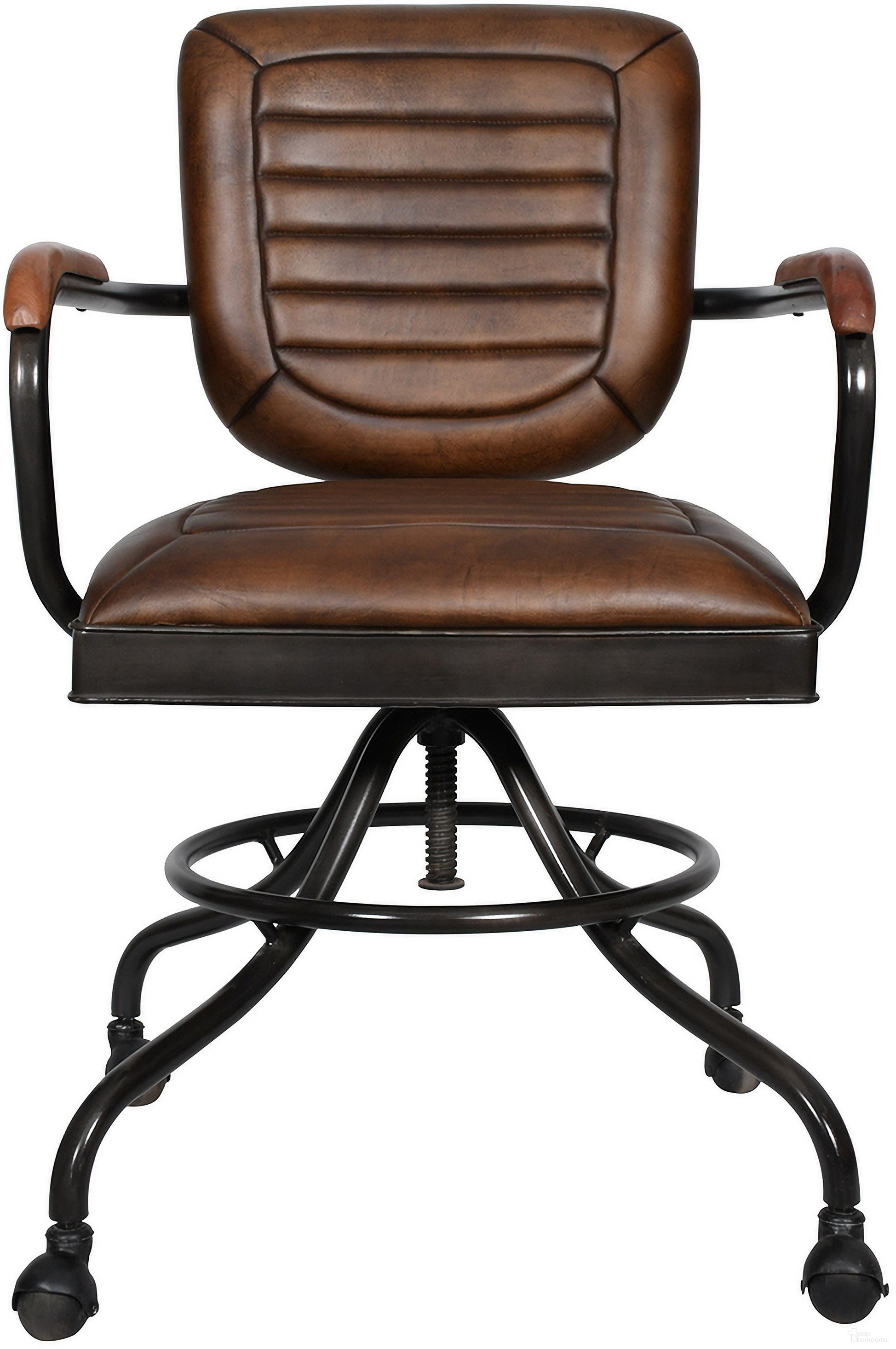 Brisbane Desk Chair In Antique Whiskey Leather