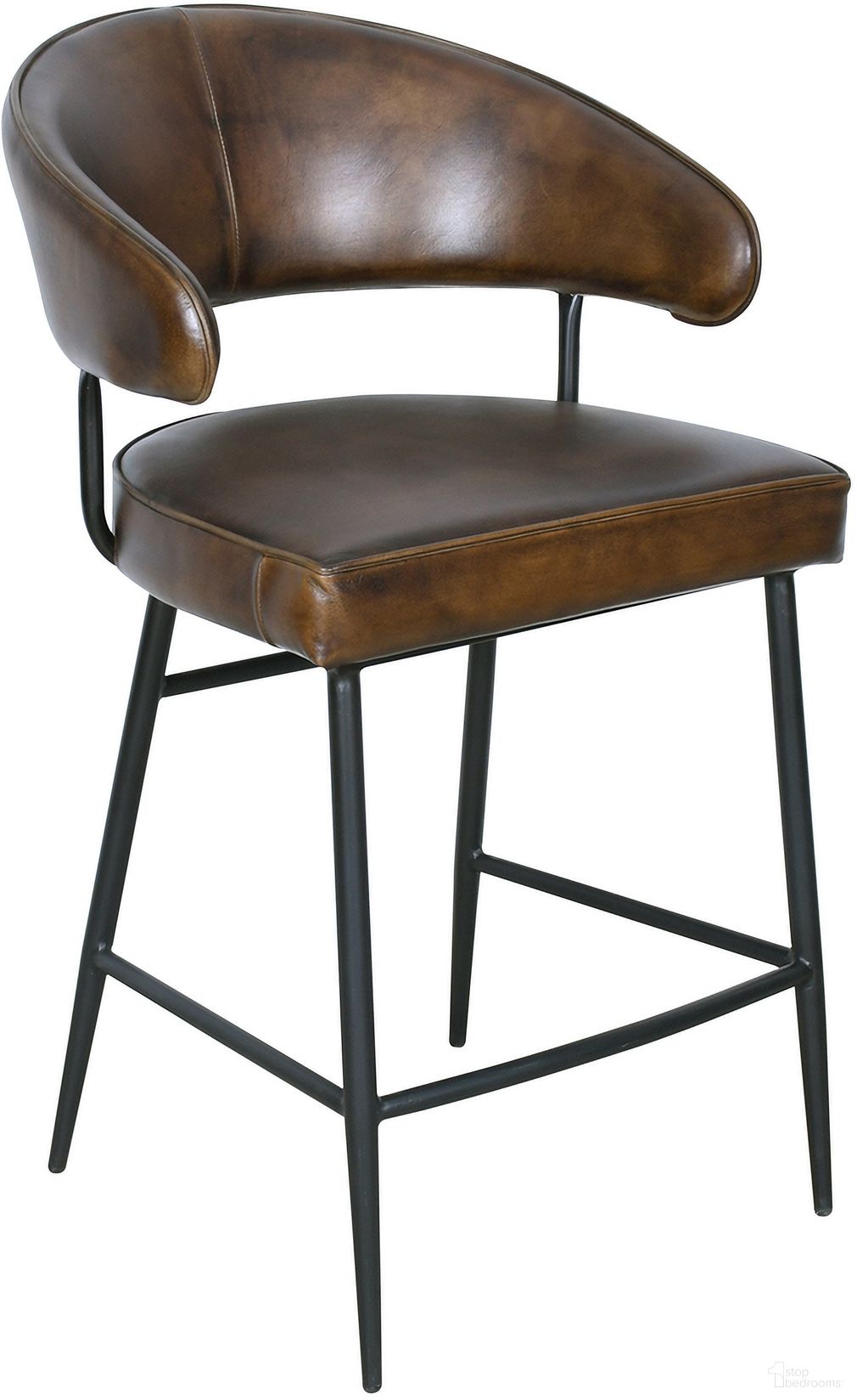 Brisbane Dover Counter Chair In Washed Chestnut Leather