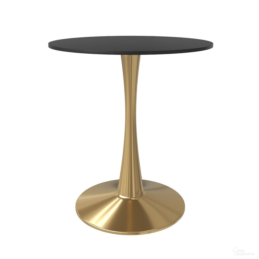 The appearance of Bristol 24 Inch Round Dining Table In Gold and Black designed by LeisureMod in the modern / contemporary interior design. This gold/black piece of furniture was selected by 1StopBedrooms from Bristol Collection to add a touch of cosiness and style into your home. Sku: BTG-24BL. Table Base Style: Pedestal. Table Top Shape: Round. Material: MDF. Size: 24".