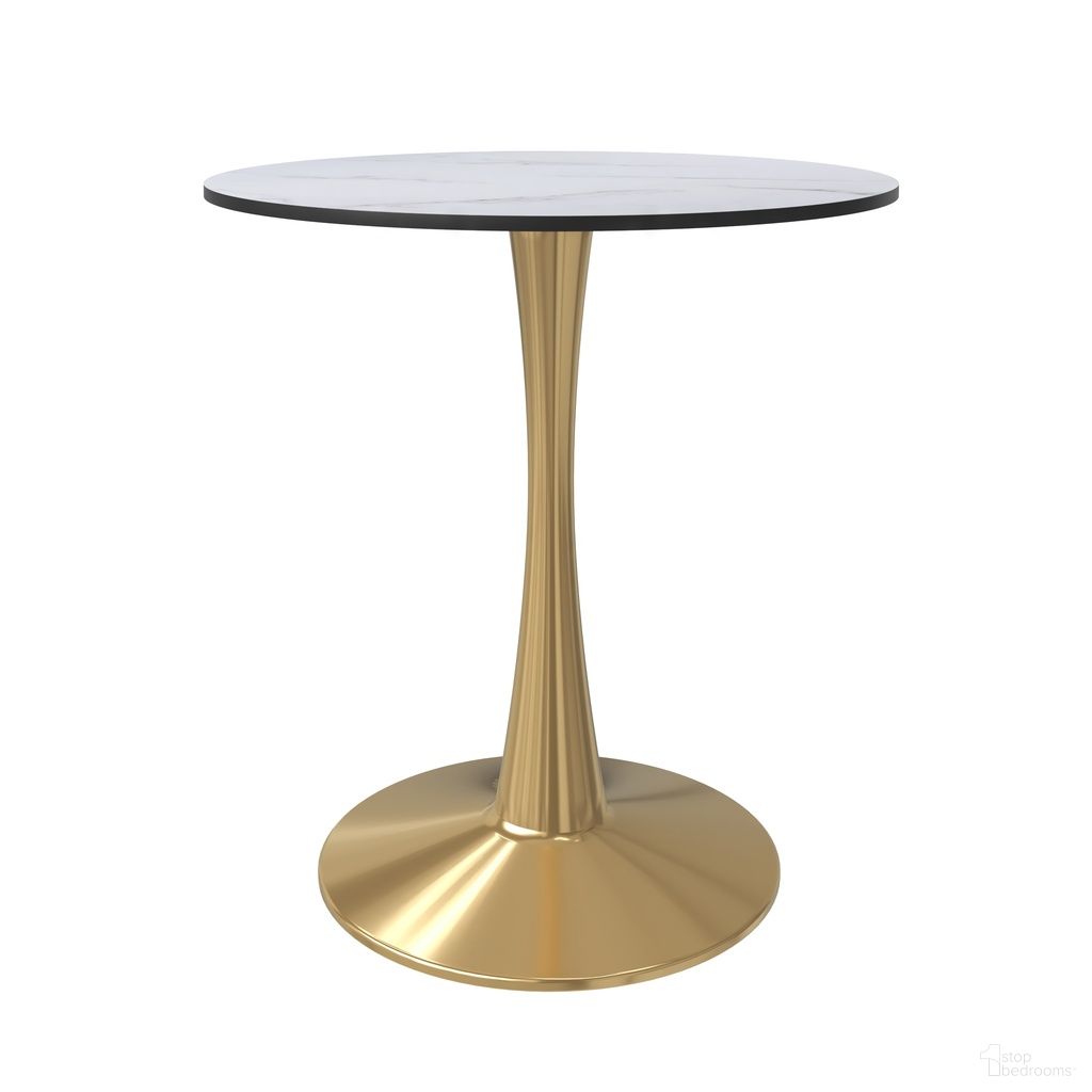 The appearance of Bristol 24 Inch Round Dining Table In Gold and White designed by LeisureMod in the modern / contemporary interior design. This gold/white piece of furniture was selected by 1StopBedrooms from Bristol Collection to add a touch of cosiness and style into your home. Sku: BTG-24W. Table Base Style: Pedestal. Table Top Shape: Round. Material: MDF. Size: 24".