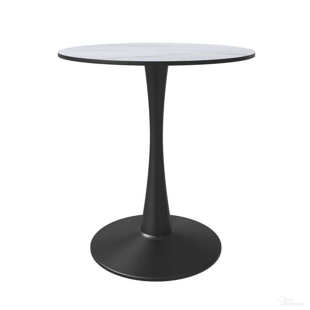Bristol 24 Inch Round Dining Table with MDF Top In Black and Marble White