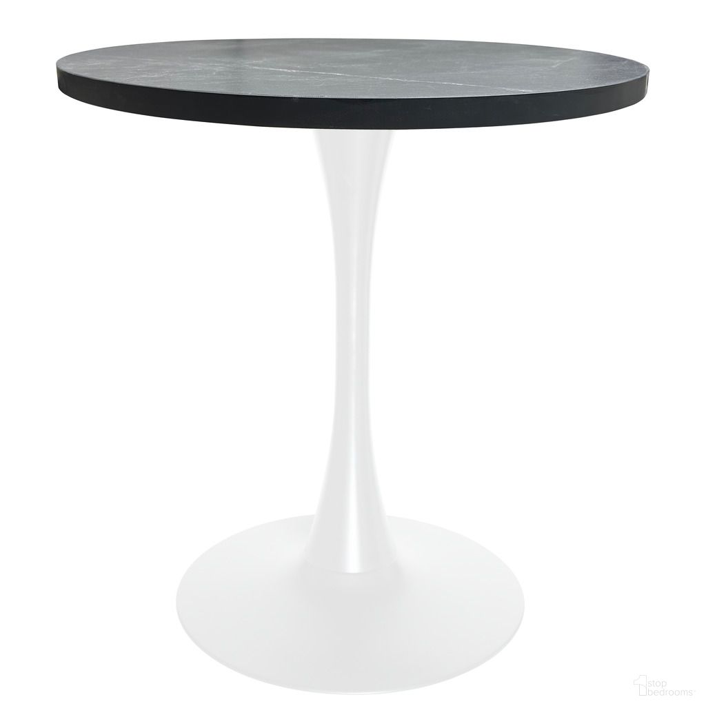 The appearance of Bristol 27 Inch Round Dining Table with Marbleized MDF Top In White and Black designed by LeisureMod in the modern / contemporary interior design. This white/black piece of furniture was selected by 1StopBedrooms from Bristol Collection to add a touch of cosiness and style into your home. Sku: BTW-27BLM. Table Base Style: Pedestal. Table Top Shape: Round. Material: MDF. Size: 27".