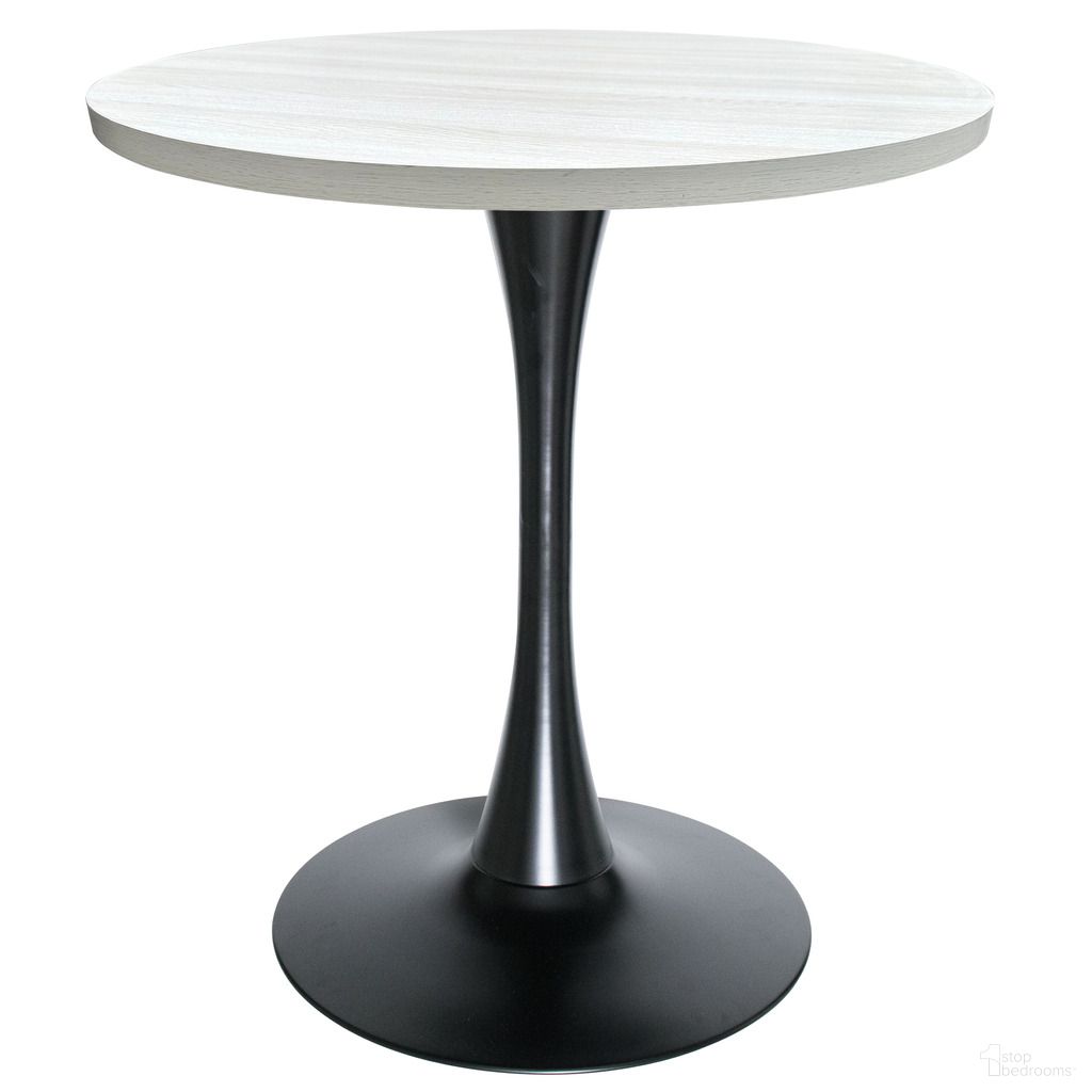Bristol 27 Inch Round Dining Table with MDF Top In Black and Light Natural