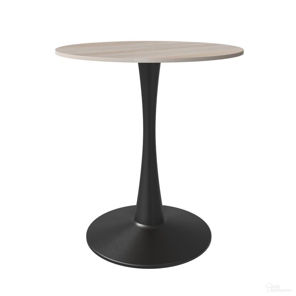 Bristol 27 Inch Round Dining Table with MDF Top In Black and Marble White