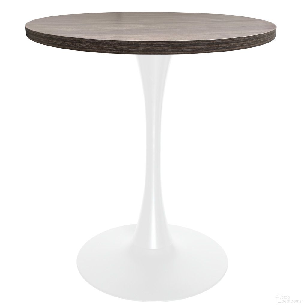Bristol 27 Inch Round Dining Table with MDF Top In White and Dark Walnut