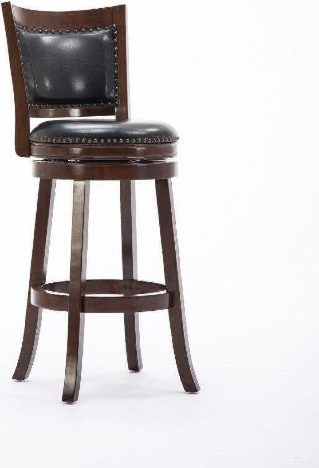 The appearance of Bristol 29 Inch Swivel Bar Stool In Cappuccino designed by Boraam Industries in the traditional interior design. This cappuccino piece of furniture was selected by 1StopBedrooms from Bristol Collection to add a touch of cosiness and style into your home. Sku: 42829. Material: Wood.
