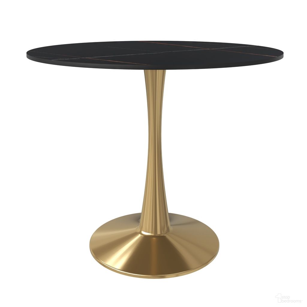The appearance of Bristol 31 Inch Sintered Stone Top Round Dining Table In Gold and Black designed by LeisureMod in the modern / contemporary interior design. This gold/black piece of furniture was selected by 1StopBedrooms from Bristol Collection to add a touch of cosiness and style into your home. Sku: BTG-31BLS. Table Base Style: Pedestal. Table Top Shape: Round. Material: Stone. Size: 31".