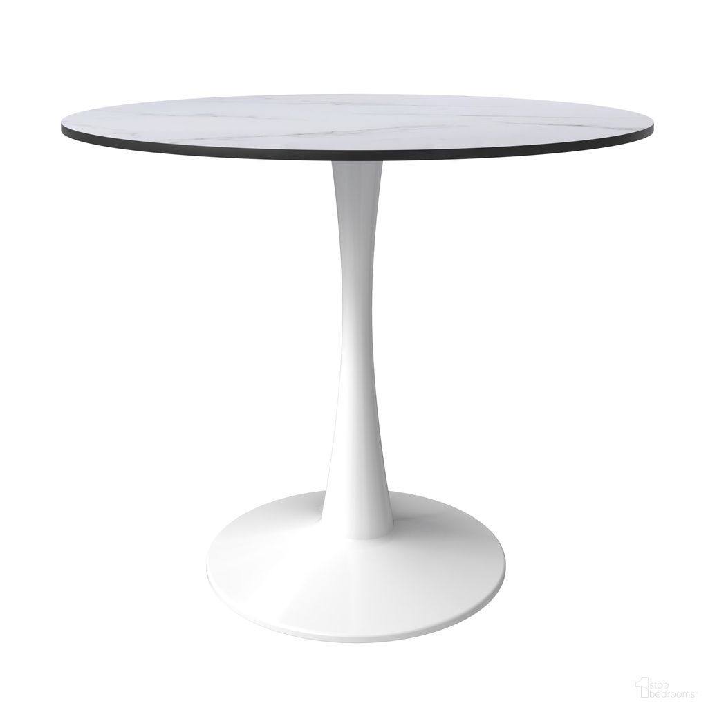 The appearance of Bristol 35 Inch MDF Top Round Dining Table In White designed by LeisureMod in the transitional interior design. This white piece of furniture  was selected by 1StopBedrooms from Bristol Collection to add a touch of cosiness and style into your home. Sku: BTW-35MW. Table Base Style: Pedestal. Table Top Shape: Round. Material: MDF. Size: 35".