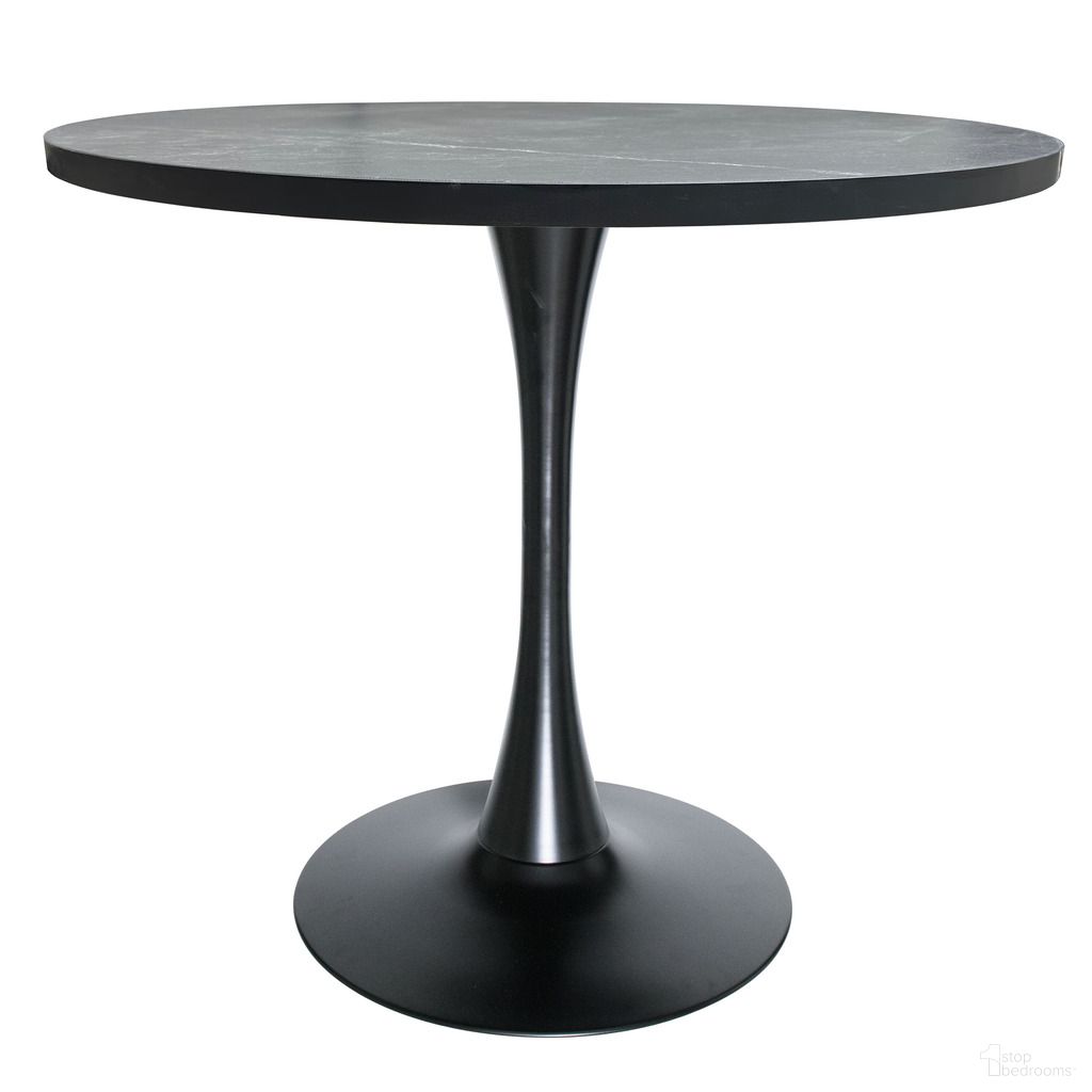 The appearance of Bristol 36 Inch Marbleized MDF Top Round Dining Table In Black designed by LeisureMod in the modern / contemporary interior design. This black piece of furniture  was selected by 1StopBedrooms from Bristol Collection to add a touch of cosiness and style into your home. Sku: BTBL-36BLM. Table Base Style: Pedestal. Table Top Shape: Round. Material: MDF. Size: 36".