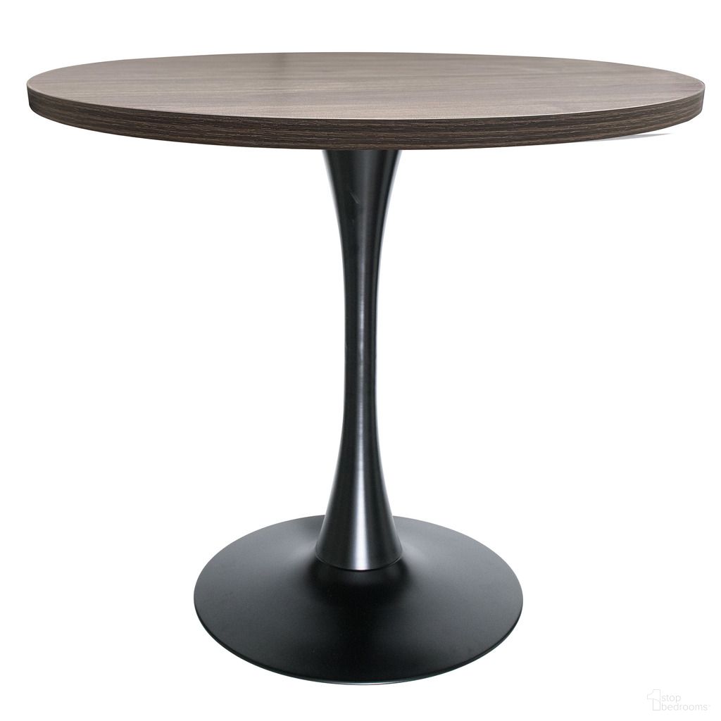 The appearance of Bristol 36 Inch MDF Top Round Dining Table In Black and Dark Walnut designed by LeisureMod in the modern / contemporary interior design. This black and dark walnut piece of furniture  was selected by 1StopBedrooms from Bristol Collection to add a touch of cosiness and style into your home. Sku: BTBL-36DBR. Table Base Style: Pedestal. Table Top Shape: Round. Material: MDF. Size: 36".