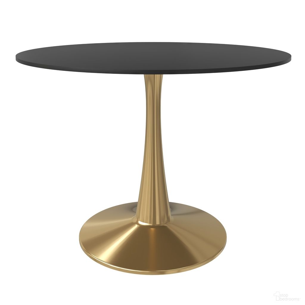 Bristol 40 Inch Round Dining Table In Gold and Black