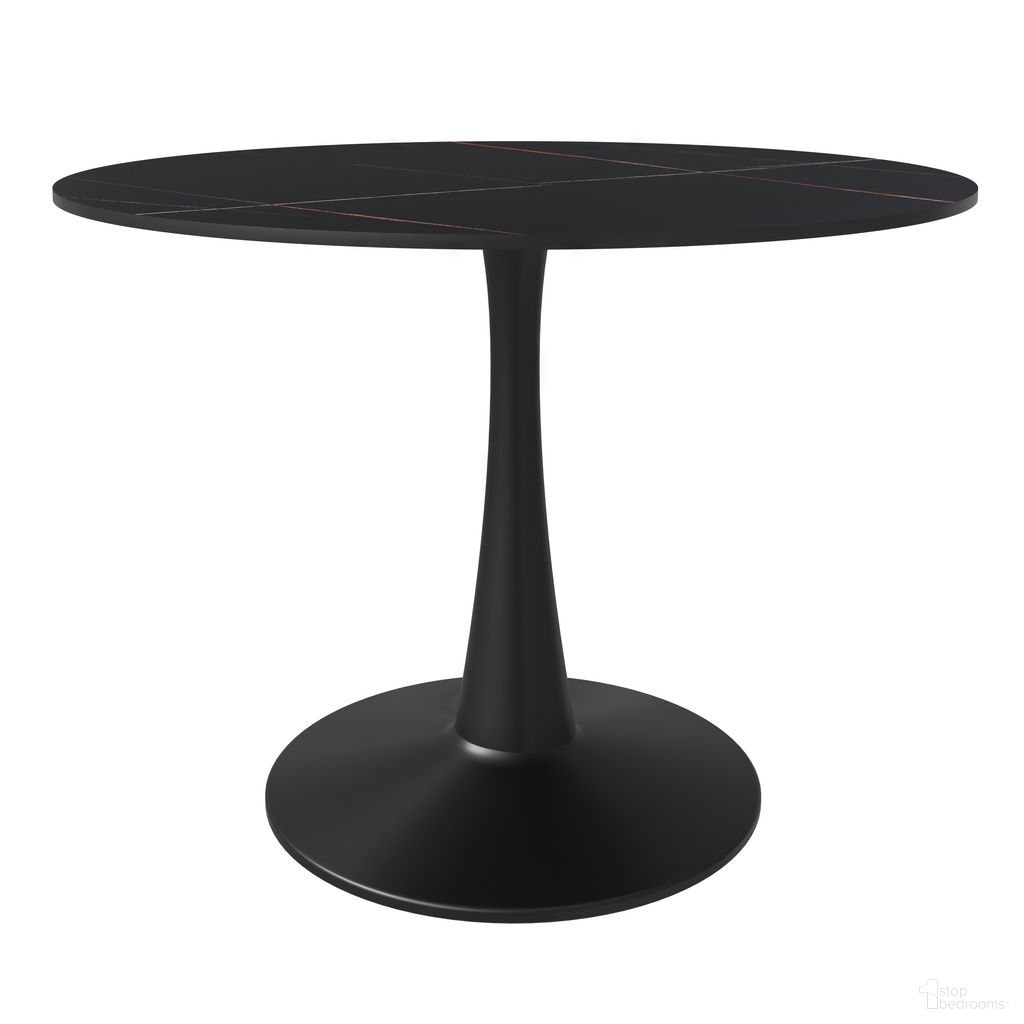 Bristol 40 Inch Sintered Stone Top Round Dining Table In Black