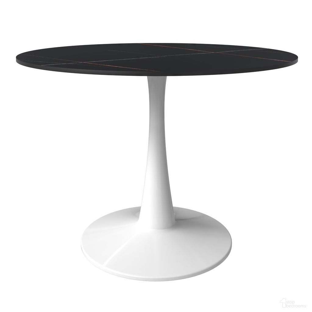 The appearance of Bristol 40 Inch Sintered Stone Top Round Dining Table In White and Black designed by LeisureMod in the modern / contemporary interior design. This white/black piece of furniture  was selected by 1StopBedrooms from Bristol Collection to add a touch of cosiness and style into your home. Sku: BTW-40BLS. Table Base Style: Pedestal. Table Top Shape: Round. Material: Stone. Size: 40".