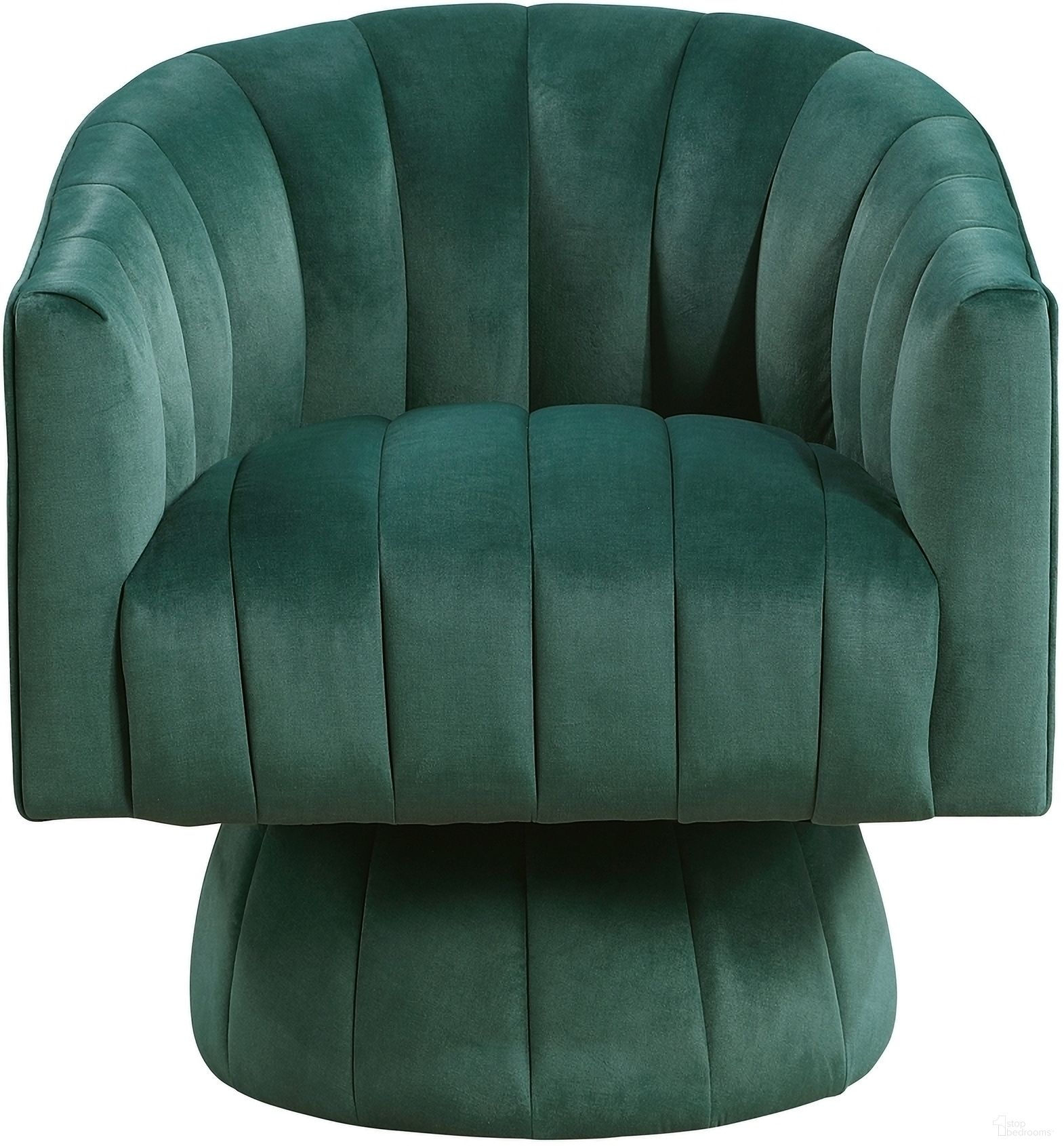 The appearance of Bristol Swivel Chair In Green designed by Homelegance in the modern / contemporary interior design. This green piece of furniture  was selected by 1StopBedrooms from Bristol Collection to add a touch of cosiness and style into your home. Sku: 1025GRN-1. Material: Velvet.