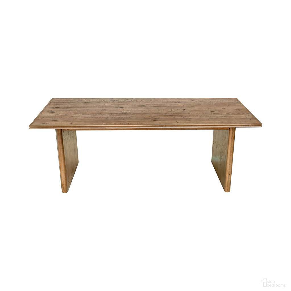 The appearance of Britanica Dining Table In Brown designed by LH Imports in the transitional interior design. This brown piece of furniture was selected by 1StopBedrooms from Britanica Collection to add a touch of cosiness and style into your home. Sku: BRT010. Table Base Style: Double Pedestal. Table Top Shape: Rectangular. Size: 35" x 83". Material: Reclaimed Pine.