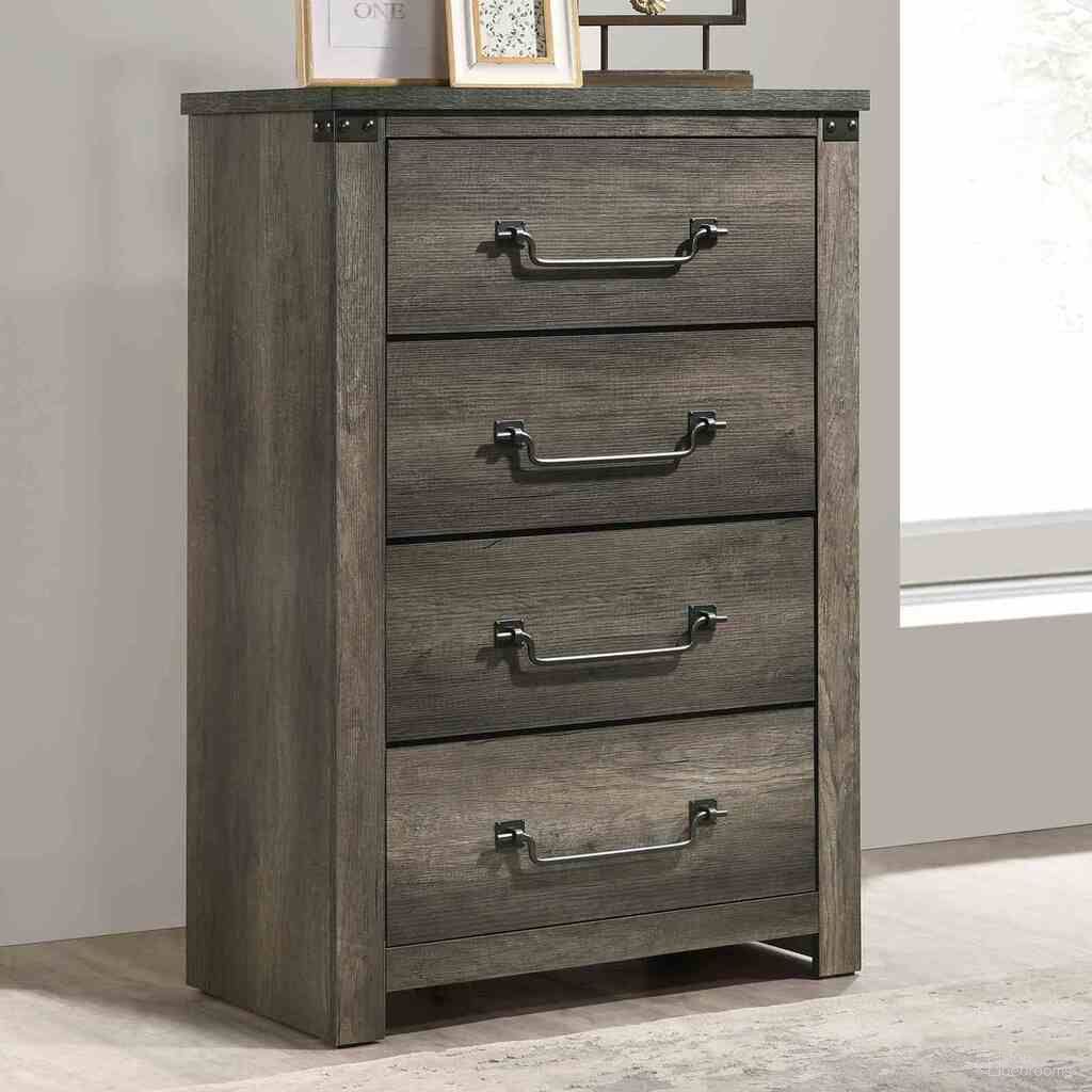 The appearance of Britonale Chest In Rustic Gray designed by Furniture of America in the rustic / southwestern interior design. This rustic gray piece of furniture was selected by 1StopBedrooms from Britonale Collection to add a touch of cosiness and style into your home. Sku: FM7218GY-C. Material: Melamine.