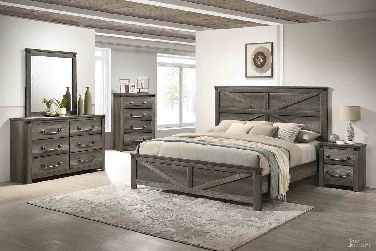The appearance of Britonale Eastern king Bed In Rustic Gray designed by Furniture of America in the rustic / southwestern interior design. This rustic gray piece of furniture  was selected by 1StopBedrooms from Britonale Collection to add a touch of cosiness and style into your home. Sku: FM7218GY-EK-R;FM7218GY-K-HBFB. Bed Size: King. Material: Melamine.