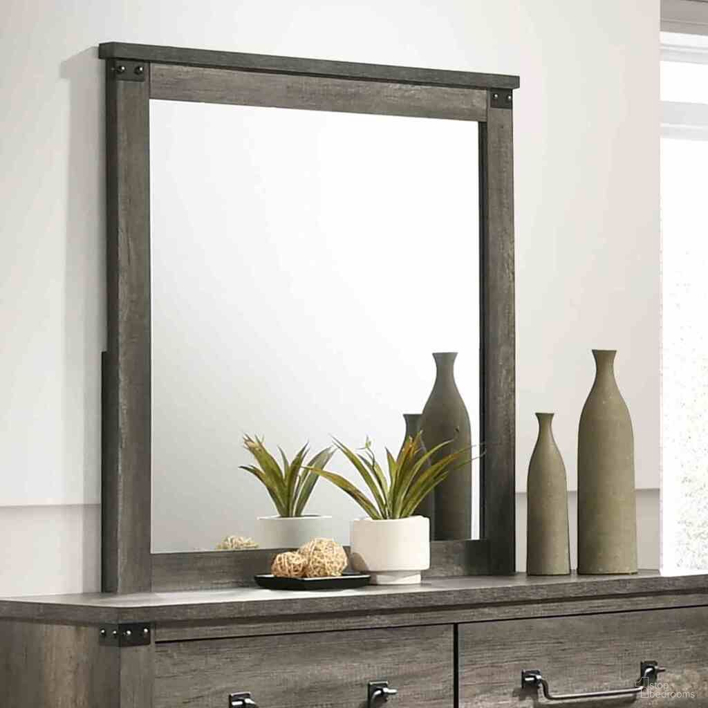 The appearance of Britonale Mirror In Rustic Gray designed by Furniture of America in the rustic / southwestern interior design. This rustic gray piece of furniture was selected by 1StopBedrooms from Britonale Collection to add a touch of cosiness and style into your home. Sku: FM7218GY-M. Material: Melamine.
