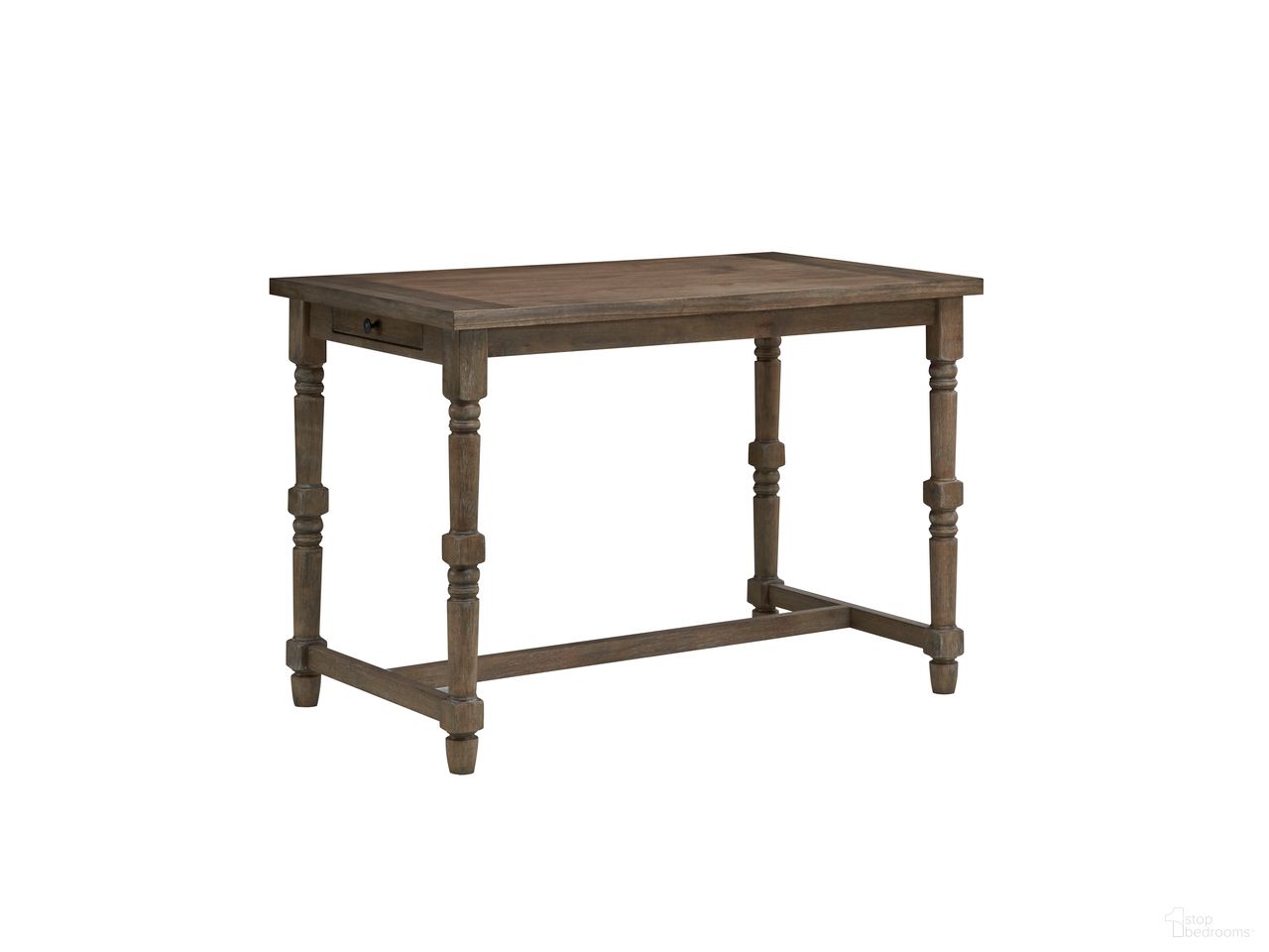 The appearance of Brittany Deluxe Bar Table In Vintage Walnut designed by Carolina Living in the traditional interior design. This vintage walnut piece of furniture was selected by 1StopBedrooms from Brittany Deluxe Collection to add a touch of cosiness and style into your home. Sku: BT-5436-DR-VWWD. Table Base Style: Trestle. Table Top Shape: Rectangular. Material: Rubberwood.