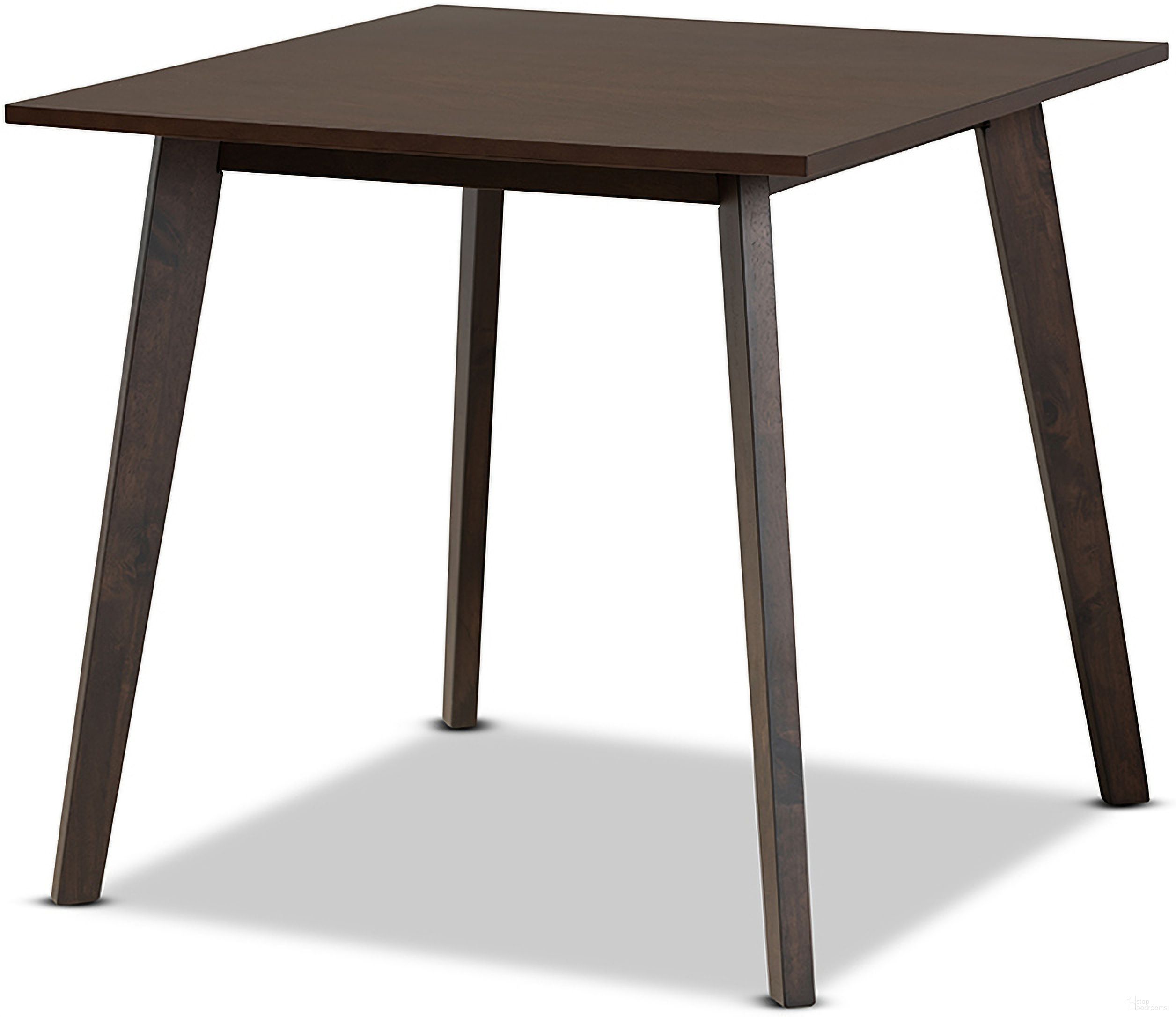 The appearance of Britte Mid-Century Modern Dark Oak Brown Finished Square Wood Dining Table designed by Baxton Studio in the transitional interior design. This dark brown piece of furniture was selected by 1StopBedrooms from Britte Collection to add a touch of cosiness and style into your home. Sku: Fiesta-Coffee Oak-DT. Table Base Style: Legs. Table Top Shape: Square. Material: Rubberwood. Size: 32" x 32".