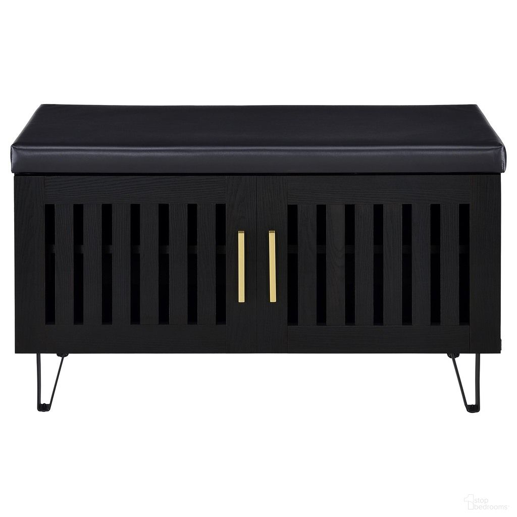 Brixton 2-Door Padded Entryway Shoe Storage Bench In Black