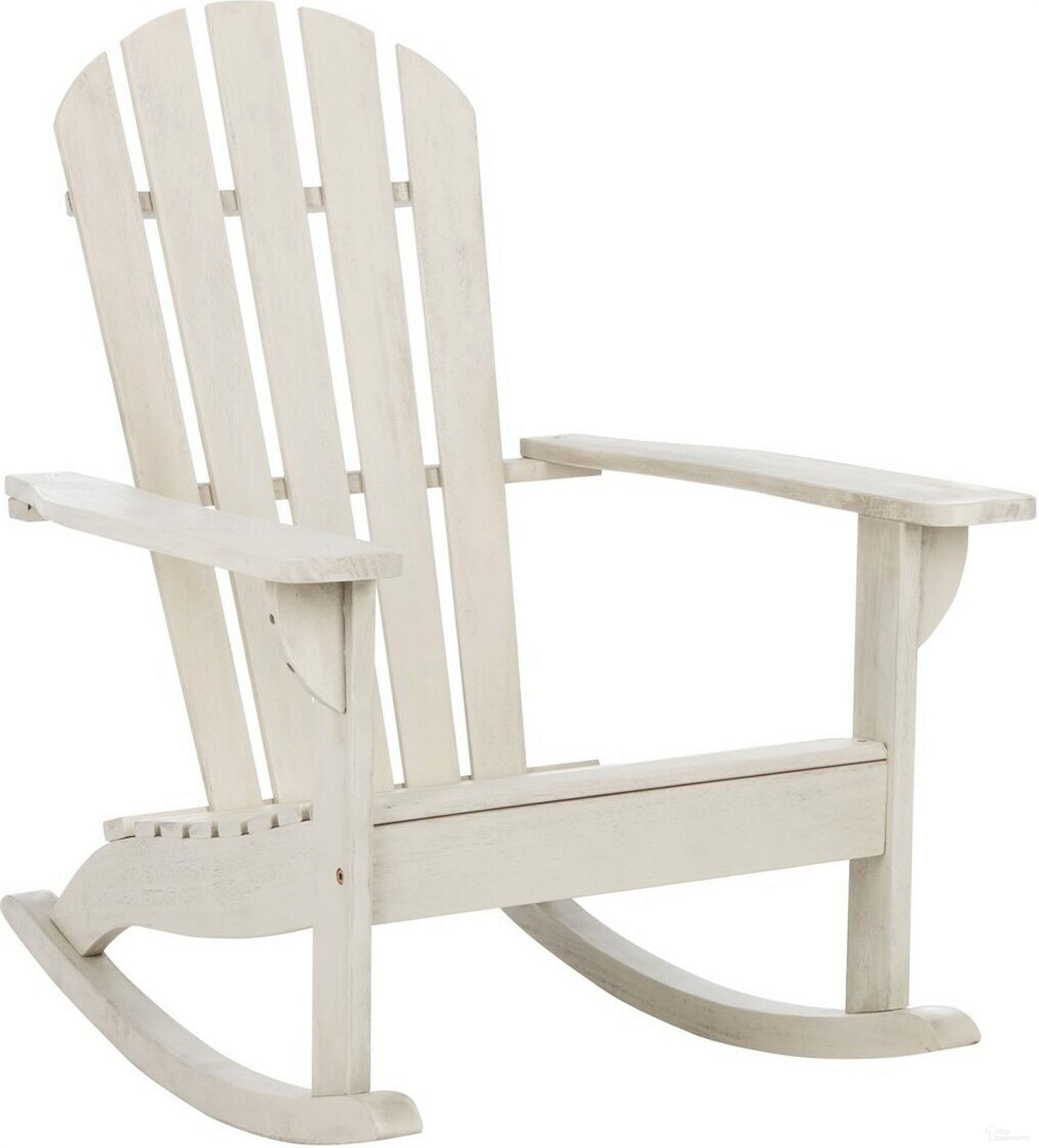 The appearance of Brizio Adirondack Rocking Chair in White designed by Safavieh in the traditional interior design. This white piece of furniture was selected by 1StopBedrooms from Brizio Collection to add a touch of cosiness and style into your home. Sku: PAT7042C. Material: Wood.