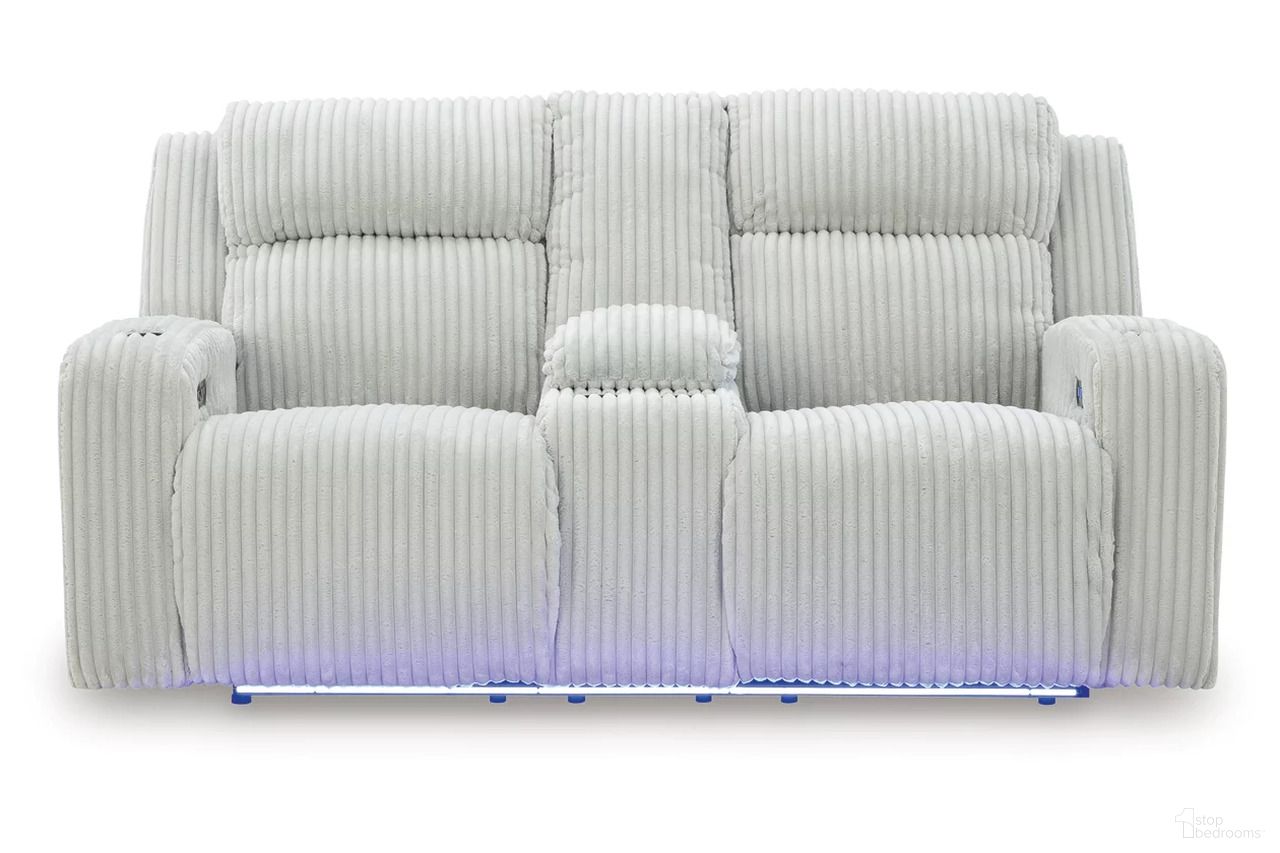 Broad Cove Power Reclining Loveseat with Console In Alloy
