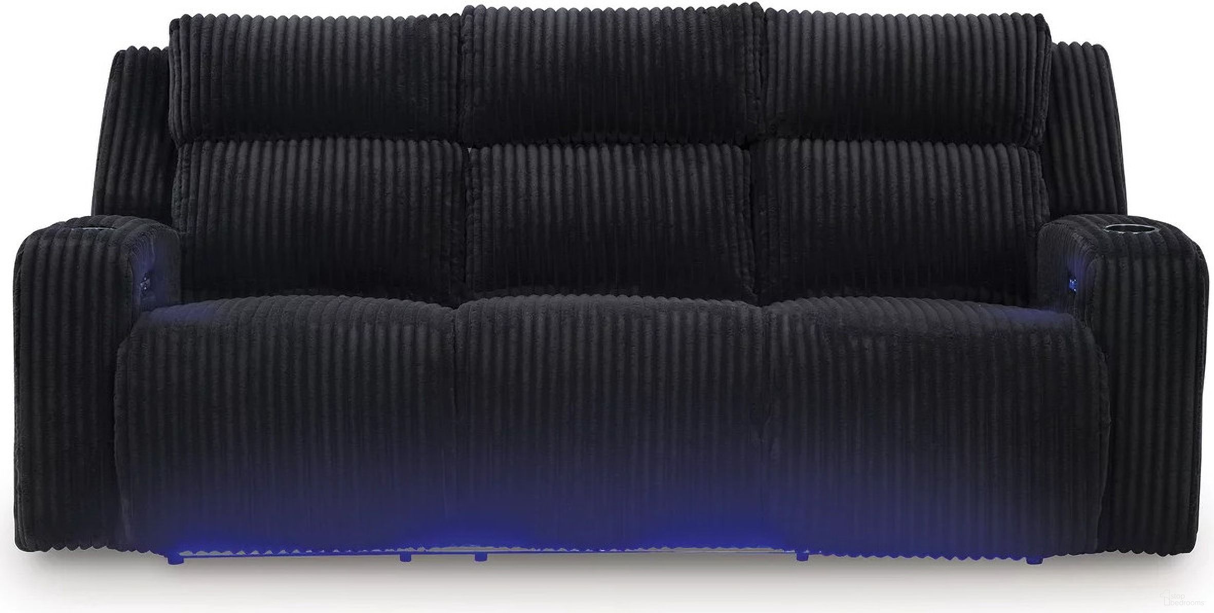 The appearance of Broad Cove Power Reclining Sofa In Black designed by Signature Design by Ashley in the modern / contemporary interior design. This black piece of furniture  was selected by 1StopBedrooms from Broad Cove Collection to add a touch of cosiness and style into your home. Sku: NC6420215. Material: Fabric.