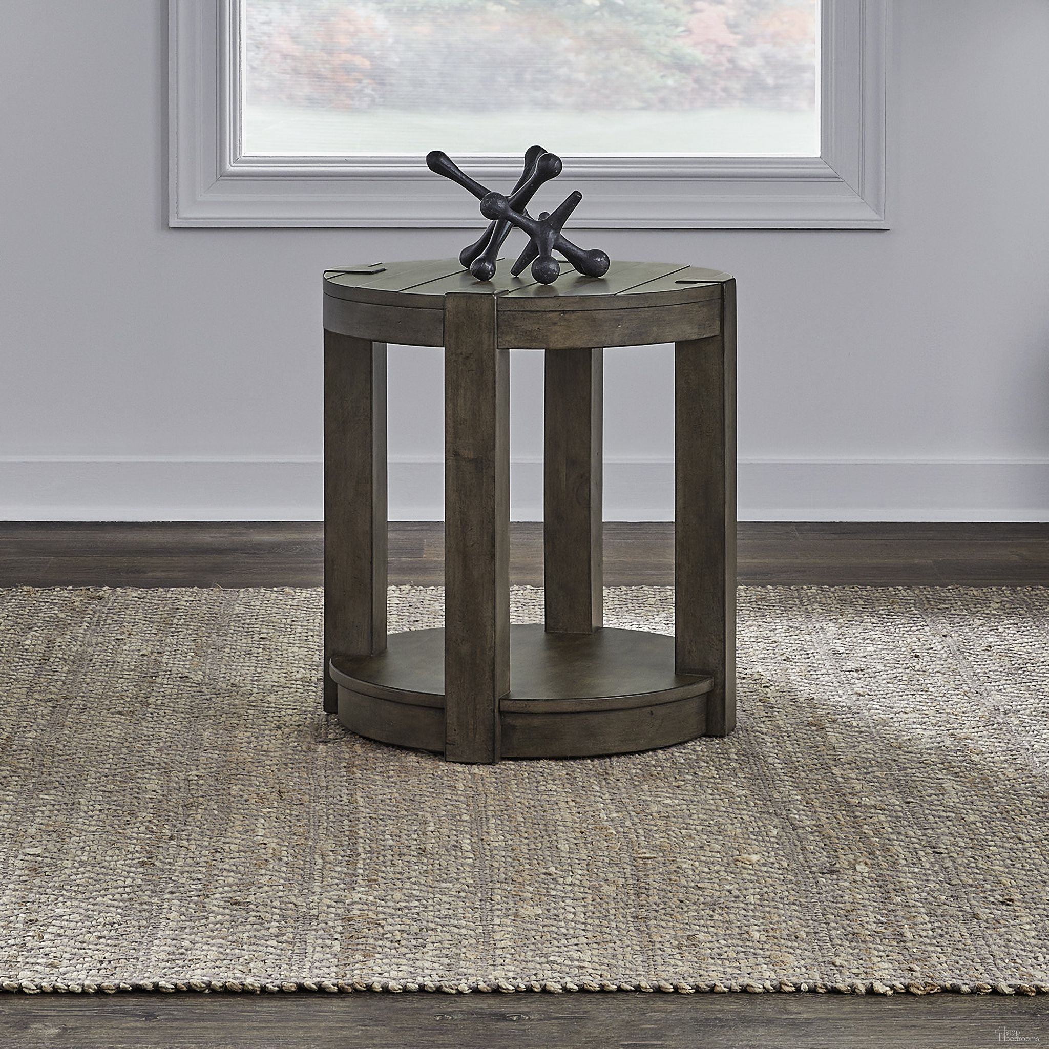 The appearance of Broadmore Round Chairside Table In Brown designed by Liberty in the transitional interior design. This brown piece of furniture  was selected by 1StopBedrooms from Broadmore Collection to add a touch of cosiness and style into your home. Sku: 449-OT1022. Material: Solid Pine.