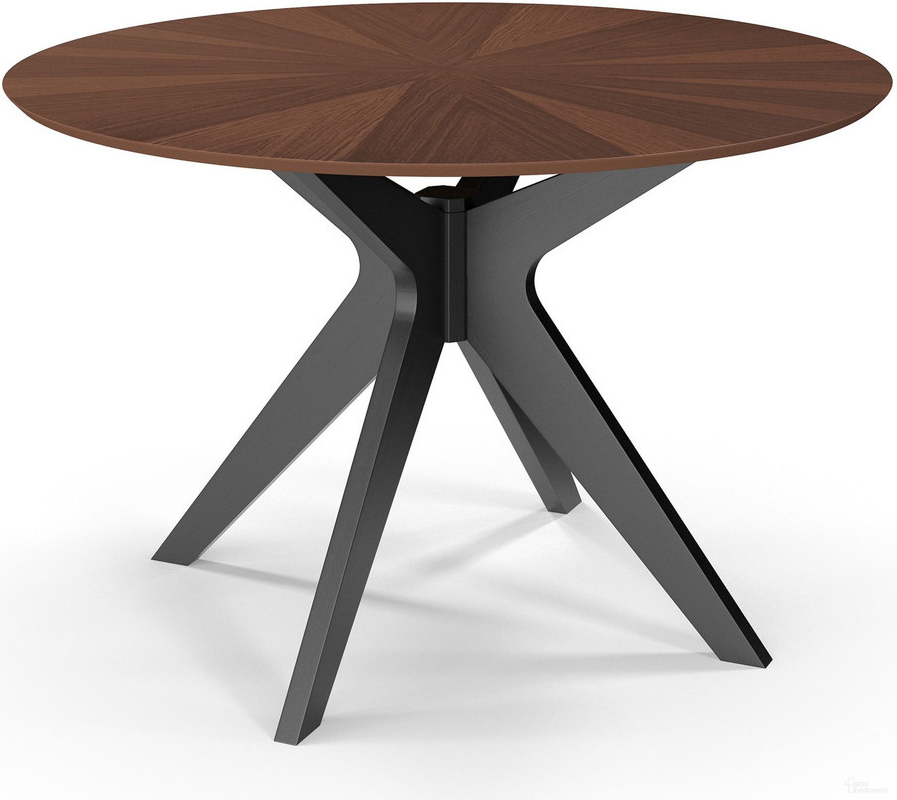 The appearance of Brockton Round Dining Table In Black/Brown designed by Aeon in the modern / contemporary interior design. This brown piece of furniture  was selected by 1StopBedrooms from Brockton Collection to add a touch of cosiness and style into your home. Sku: AE1203-Round-Black. Table Base Style: Legs. Table Top Shape: Round. Material: Wood. Size: 47".