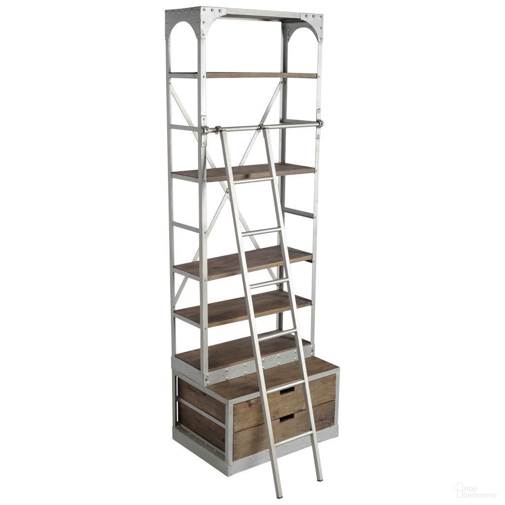 The appearance of Brodie III Wood Silver Accent Four Shelf Shelving Unit In Brown designed by Mercana in the industrial interior design. This brown piece of furniture was selected by 1StopBedrooms from Brodie Collection to add a touch of cosiness and style into your home. Sku: 50324-AB. Material: Iron.
