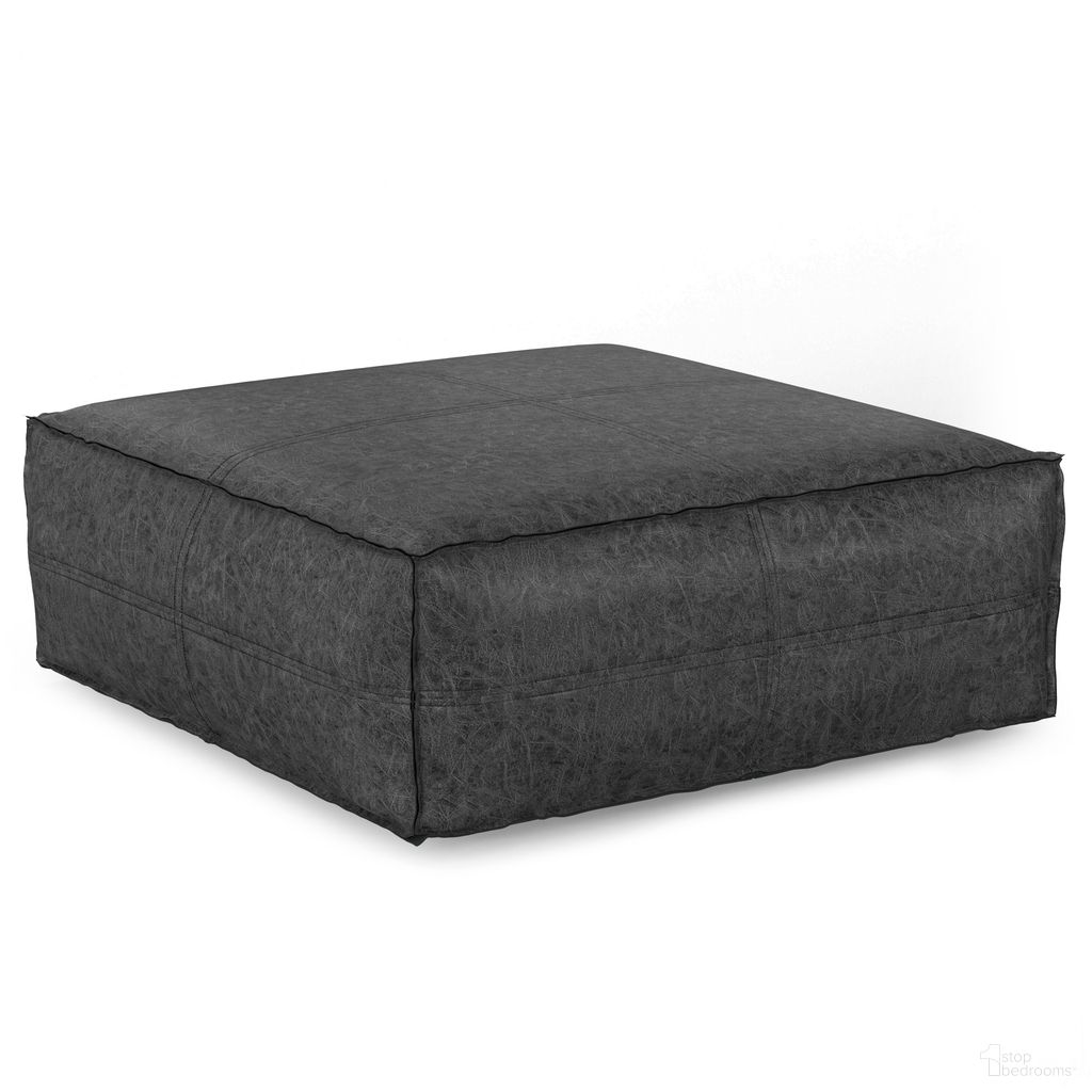 The appearance of Brody Extra Large Coffee Table Pouf In Distressed Black designed by Simpli Home in the modern / contemporary interior design. This distressed black piece of furniture was selected by 1StopBedrooms from Brody Collection to add a touch of cosiness and style into your home. Sku: AXCPFCTXL-14-DBL. Material: Faux Leather.