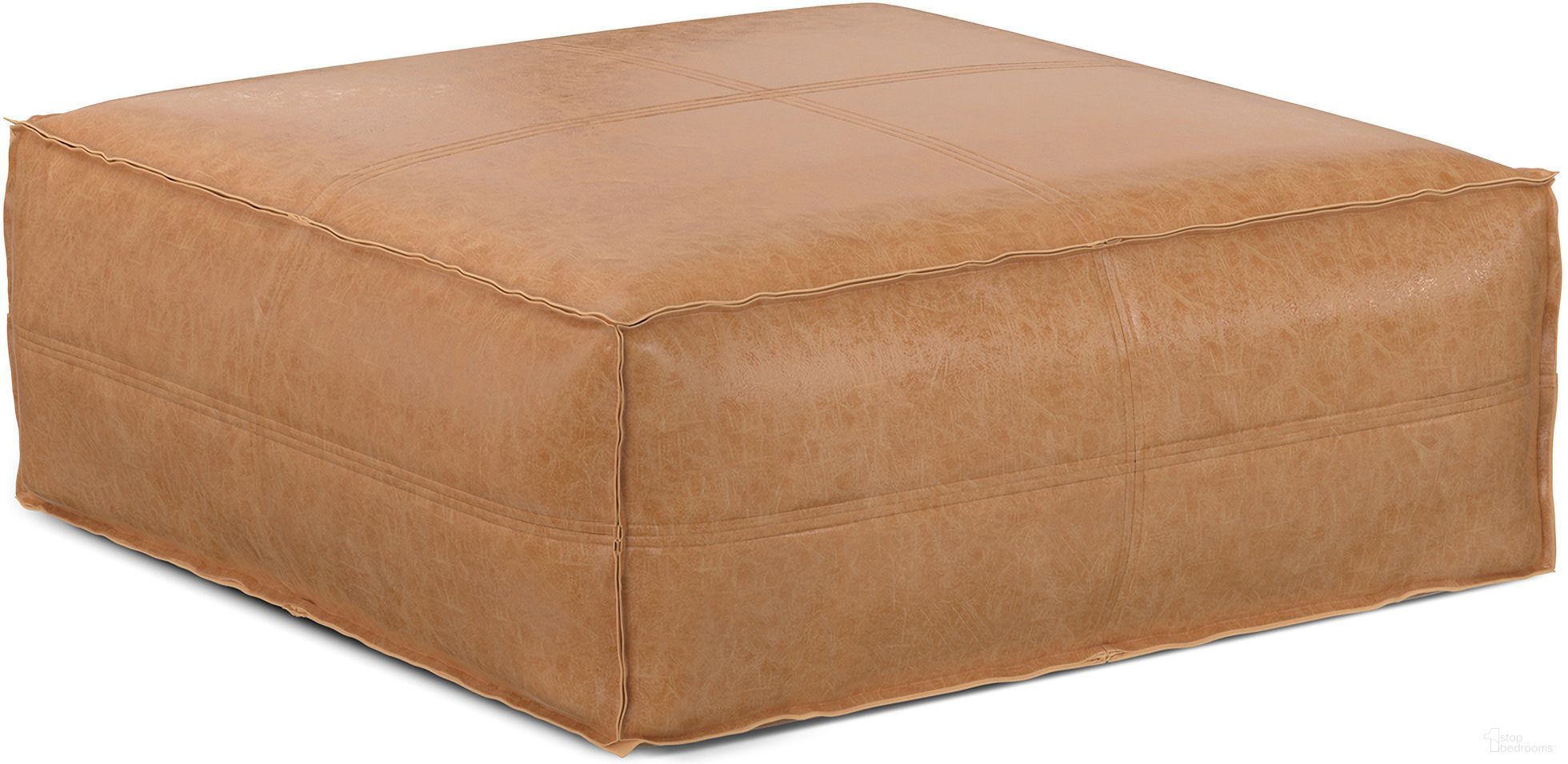 The appearance of Brody Extra Large Coffee Table Pouf In Distressed Brown designed by Simpli Home in the modern / contemporary interior design. This distressed brown piece of furniture was selected by 1StopBedrooms from Brody Collection to add a touch of cosiness and style into your home. Sku: AXCPFCTXL-14-DBR. Material: Faux Leather.