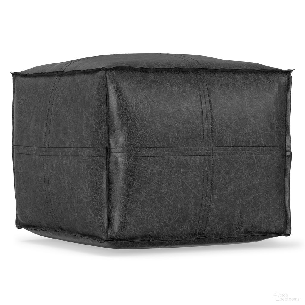 The appearance of Brody Square Pouf In Distressed Black designed by Simpli Home in the modern / contemporary interior design. This distressed black piece of furniture was selected by 1StopBedrooms from Brody Collection to add a touch of cosiness and style into your home. Sku: AXCPF-14-DBL. Material: Faux Leather.