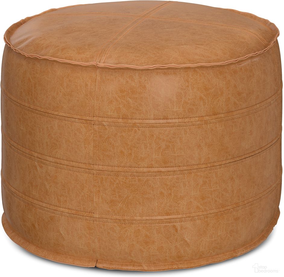 The appearance of Brody Vegan Faux Leather 20 Inch Round Pouf In Distressed Brown designed by Simpli Home in the modern / contemporary interior design. This distressed brown piece of furniture was selected by 1StopBedrooms from Brody Collection to add a touch of cosiness and style into your home. Sku: AXCPF-14R-DBR. Material: Faux Leather.