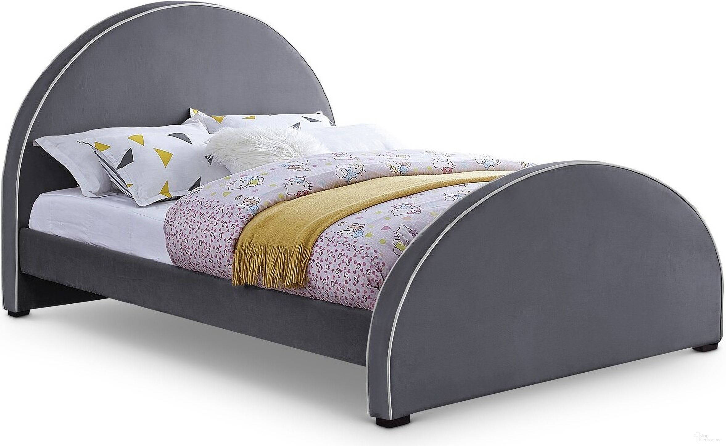 Brody Velvet Full Bed In Grey