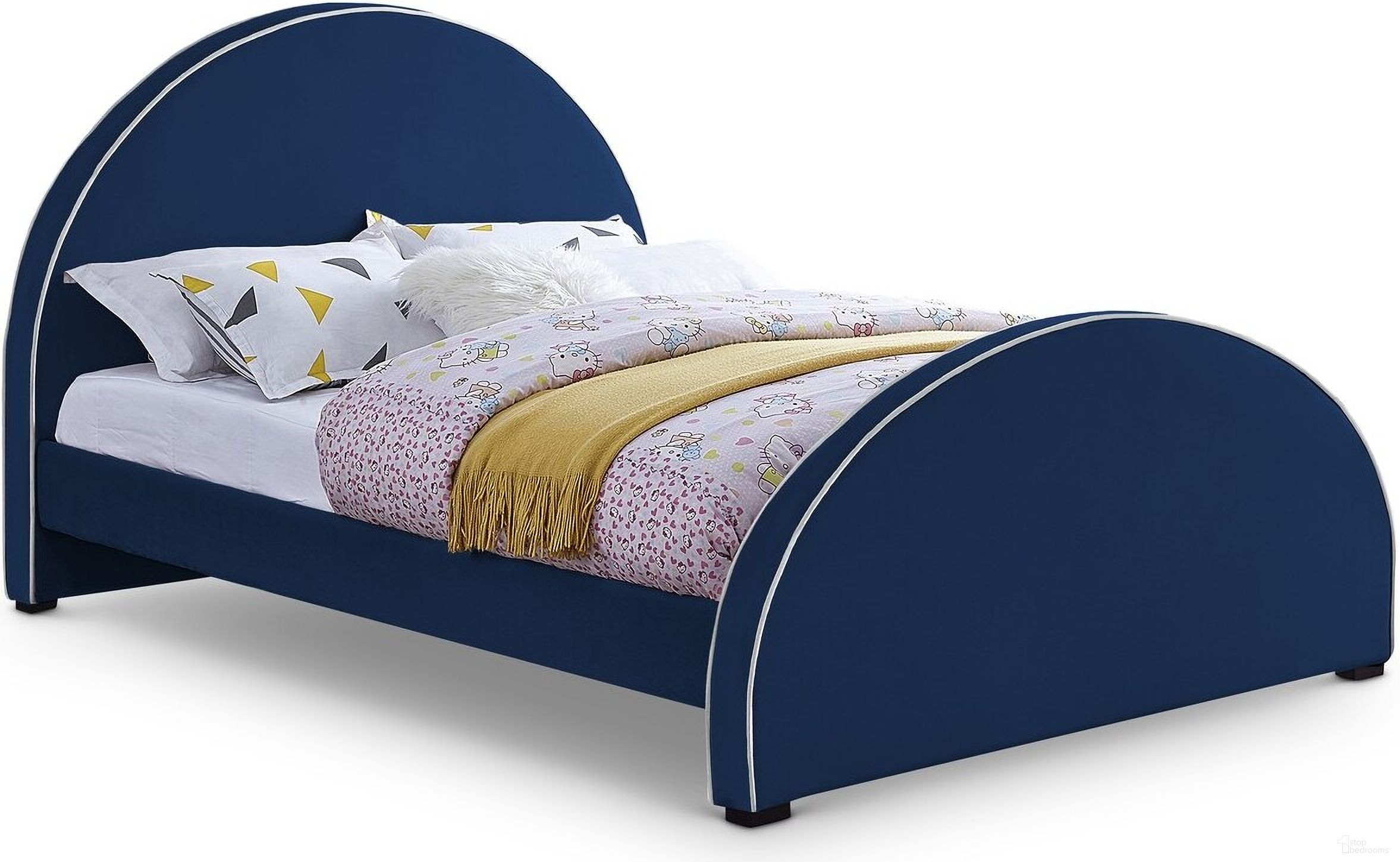 Brody Velvet Queen Bed In Navy