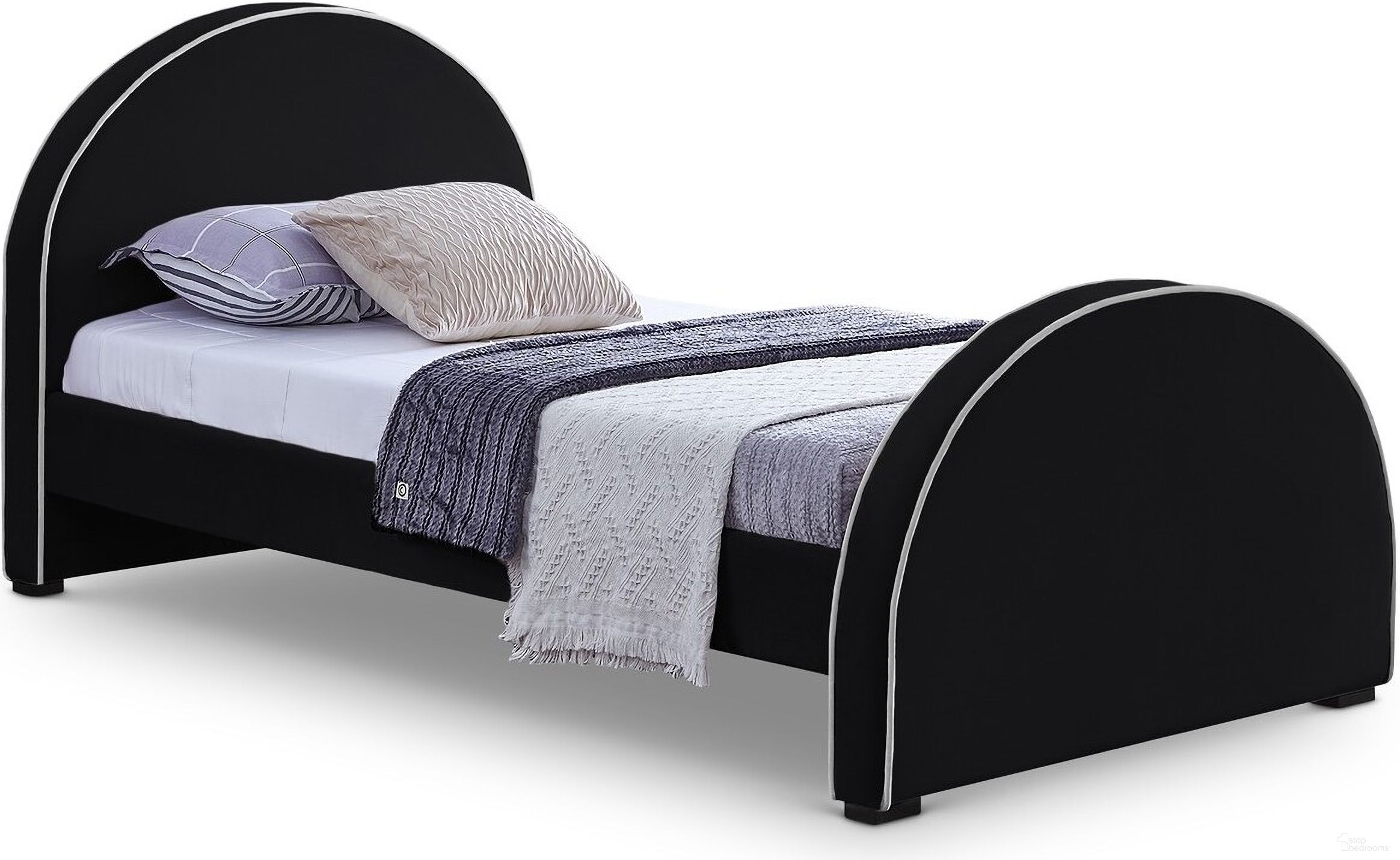 Brody Velvet Twin Bed In Black