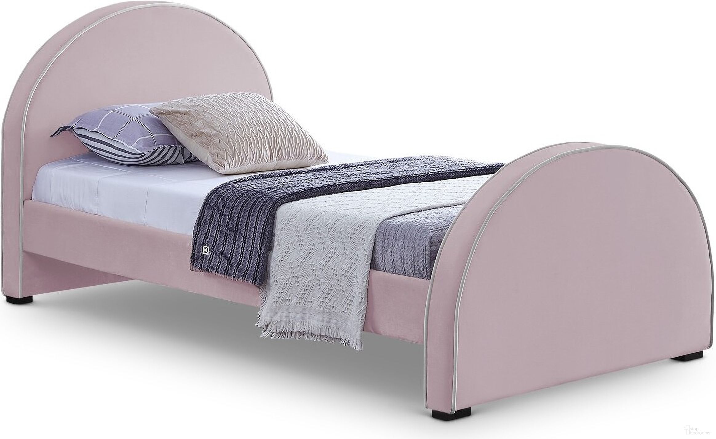 The appearance of Brody Velvet Twin Bed In Pink designed by Meridian in the modern / contemporary interior design. This pink piece of furniture  was selected by 1StopBedrooms from Brody Collection to add a touch of cosiness and style into your home. Sku: BrodyPink-T Box 1/2 (Headboard / Footboard / Slats);BrodyPink-T Box 2/2 (Siderails / Legs). Bed Type: Panel Bed. Bed Size: Twin. Material: Velvet.