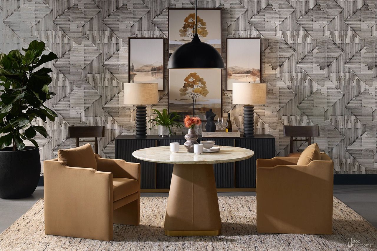 Bronwyn 48 Inch Bronwyn Dining Room Set In Cream and Cognac