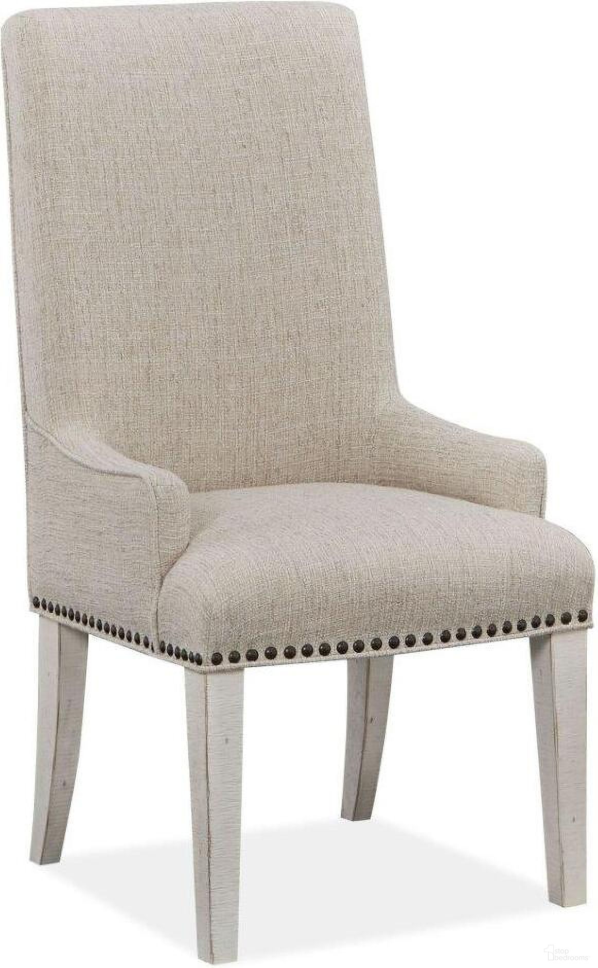 The appearance of Bronwyn Alabaster And Toasted Nutmeg Upholstered Host Chair Set Of 2 designed by Magnussen in the transitional interior design. This white piece of furniture was selected by 1StopBedrooms from Bronwyn Collection to add a touch of cosiness and style into your home. Sku: D4436-66. Material: Pine. Chair Type: Side Chair.
