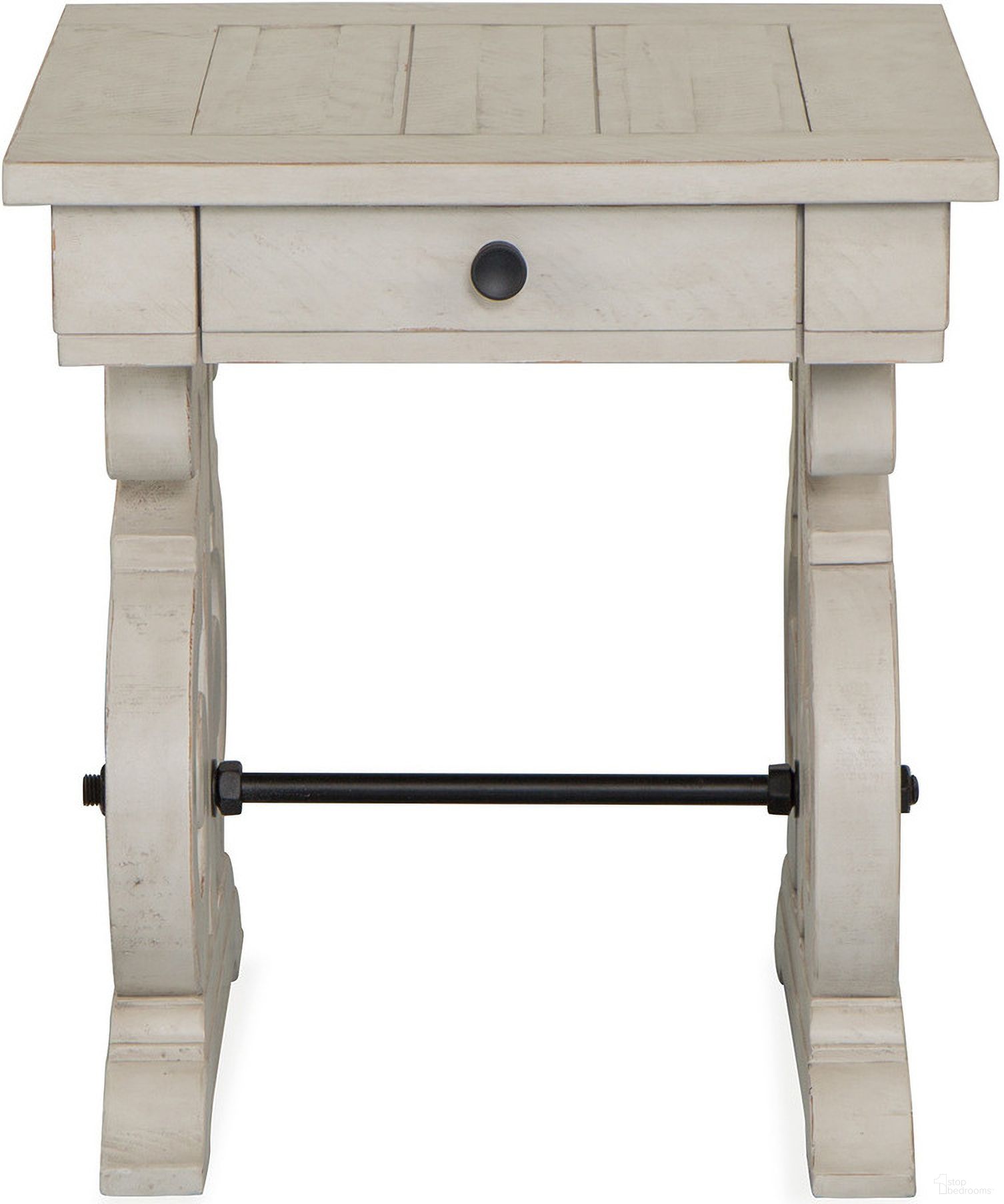 The appearance of Bronwyn Rectangular End Table In Alabaster designed by Magnussen in the traditional interior design. This alabaster piece of furniture  was selected by 1StopBedrooms from Bronwyn Collection to add a touch of cosiness and style into your home. Sku: T4436-03. Material: Pine.
